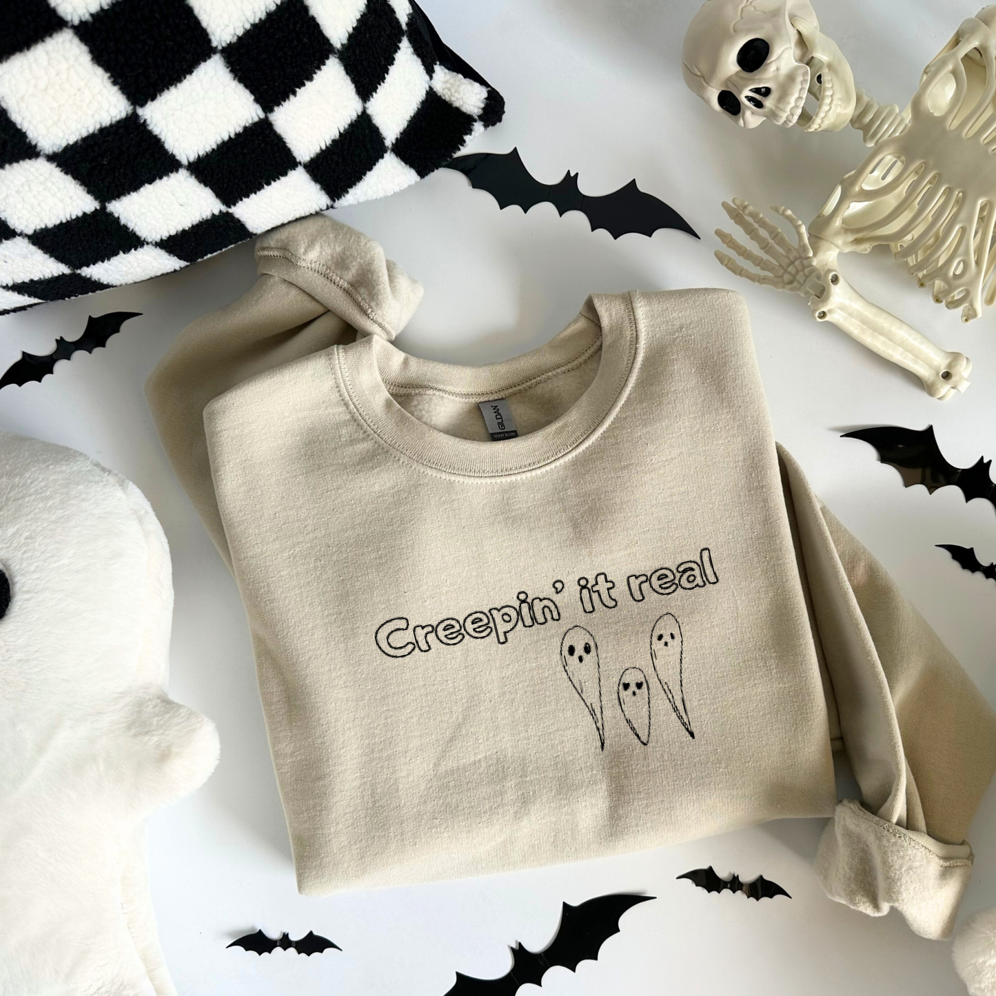 Creepin' It Real Ghost Embroidered Sweatshirt
