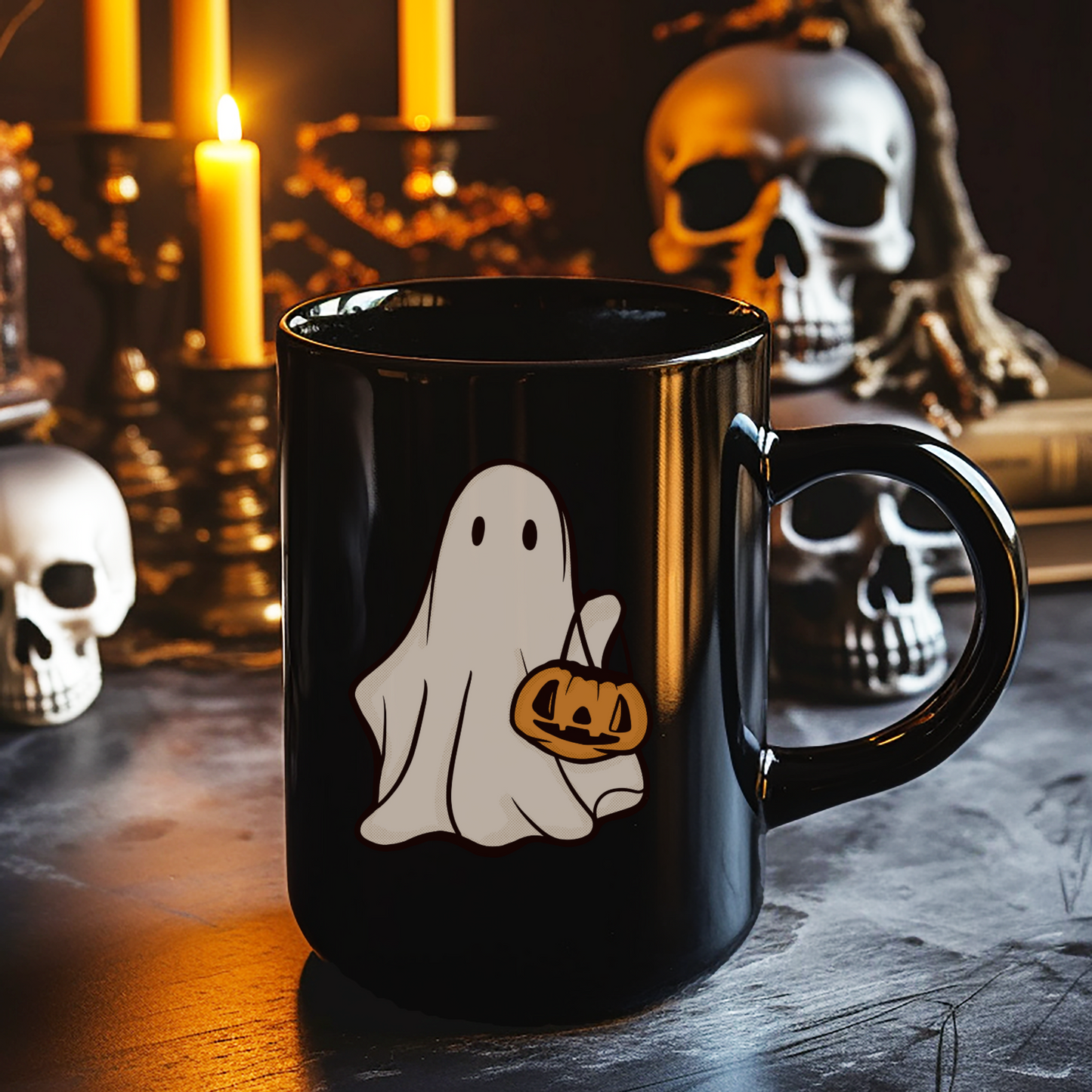 Black Mug with Ghost