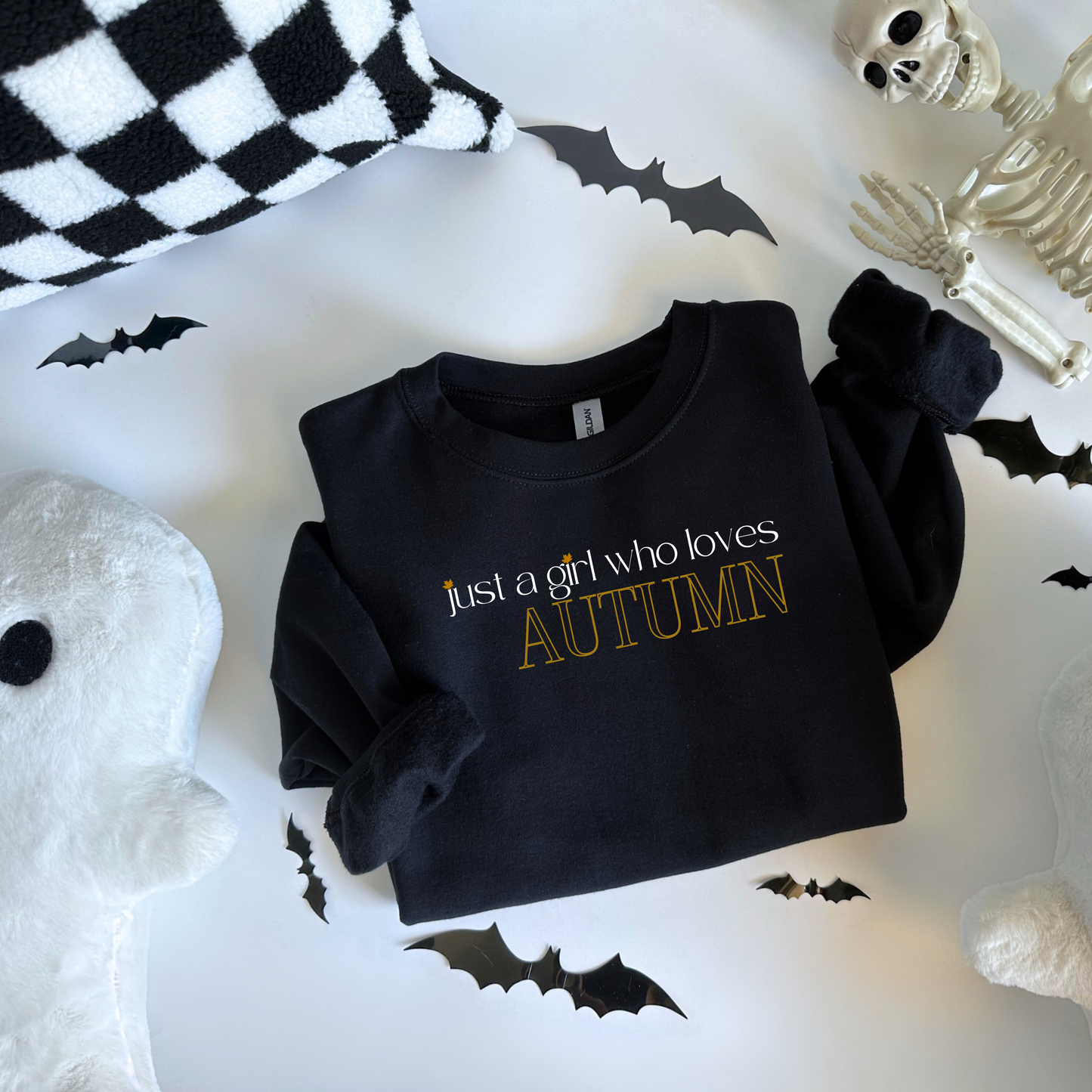Just a Girl Who Loves Autumn Embroidered Sweatshirt (Dark Colors)
