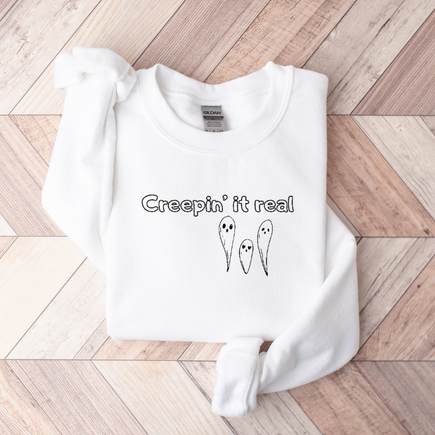 Creepin' It Real Ghost Embroidered Sweatshirt