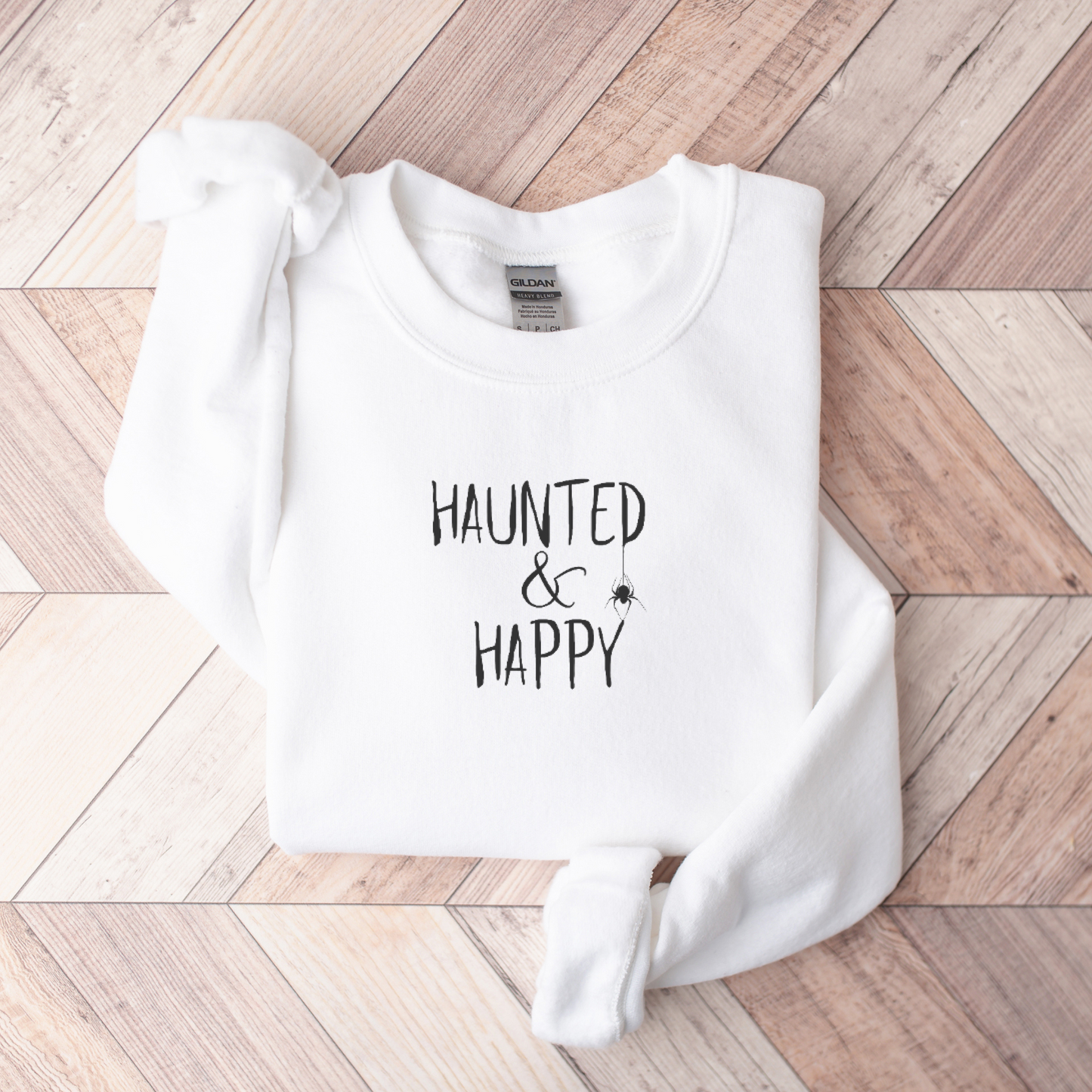 Haunted and Happy Embroidered Sweatshirt