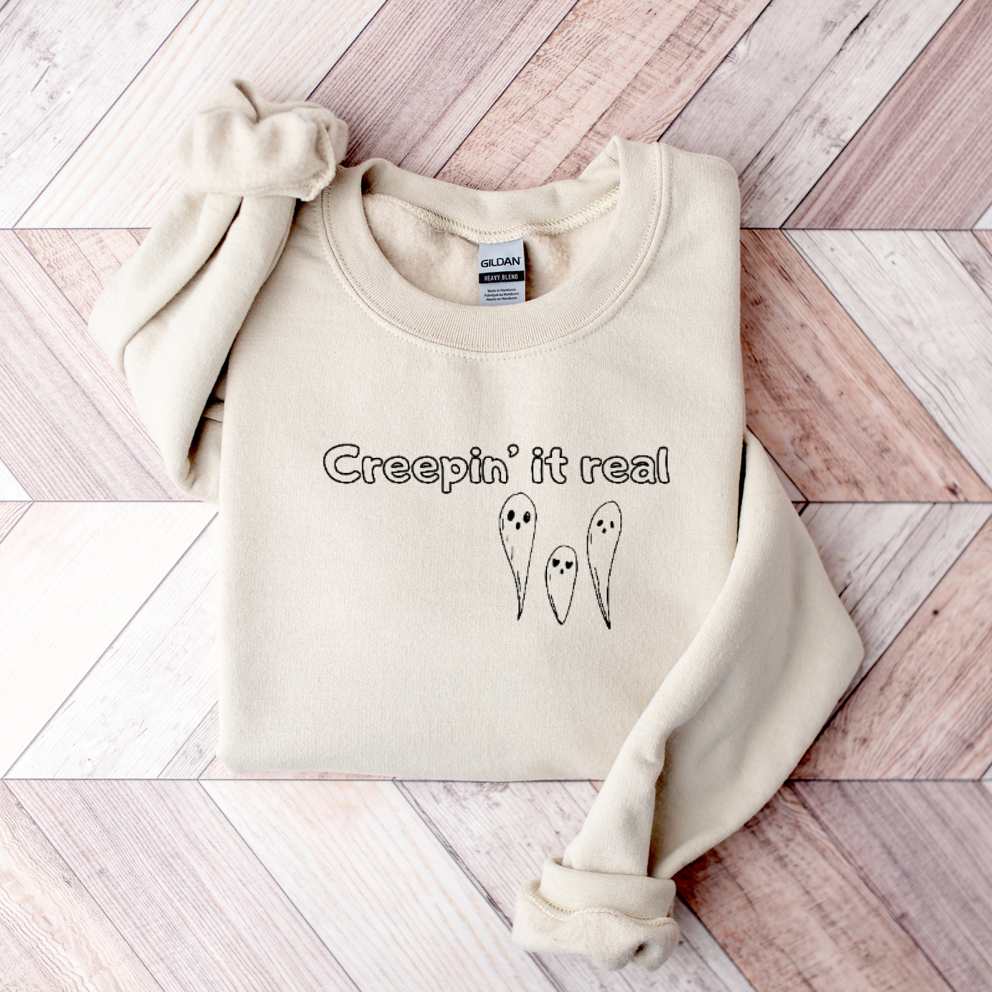 Creepin' It Real Ghost Embroidered Sweatshirt