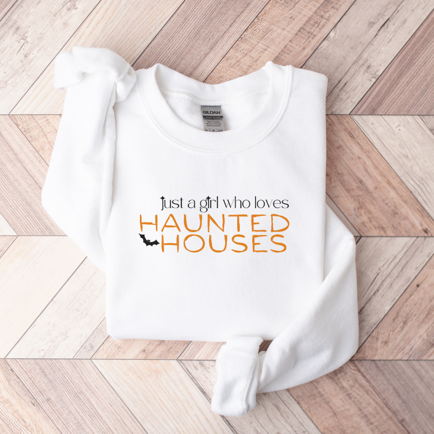 Just a Girl Who Loves Haunted Houses Embroidered Sweatshirt