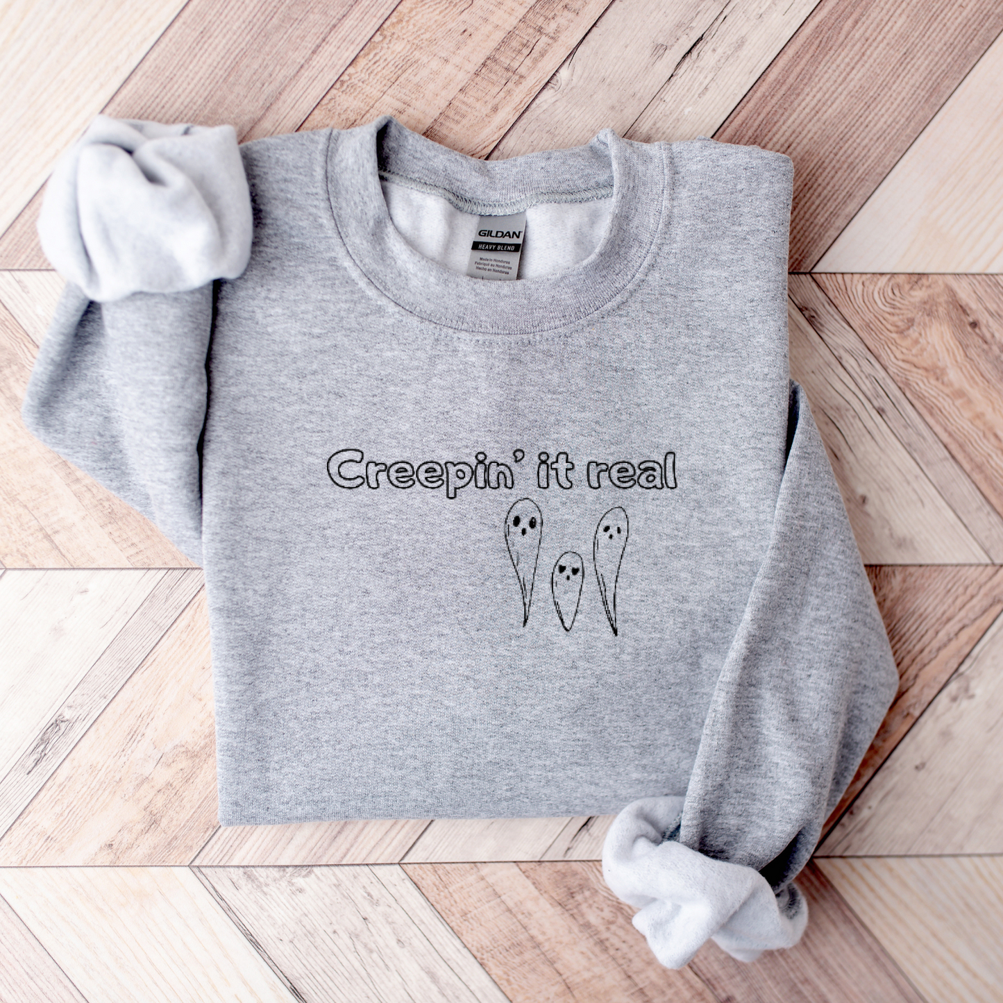 Creepin' It Real Ghost Embroidered Sweatshirt