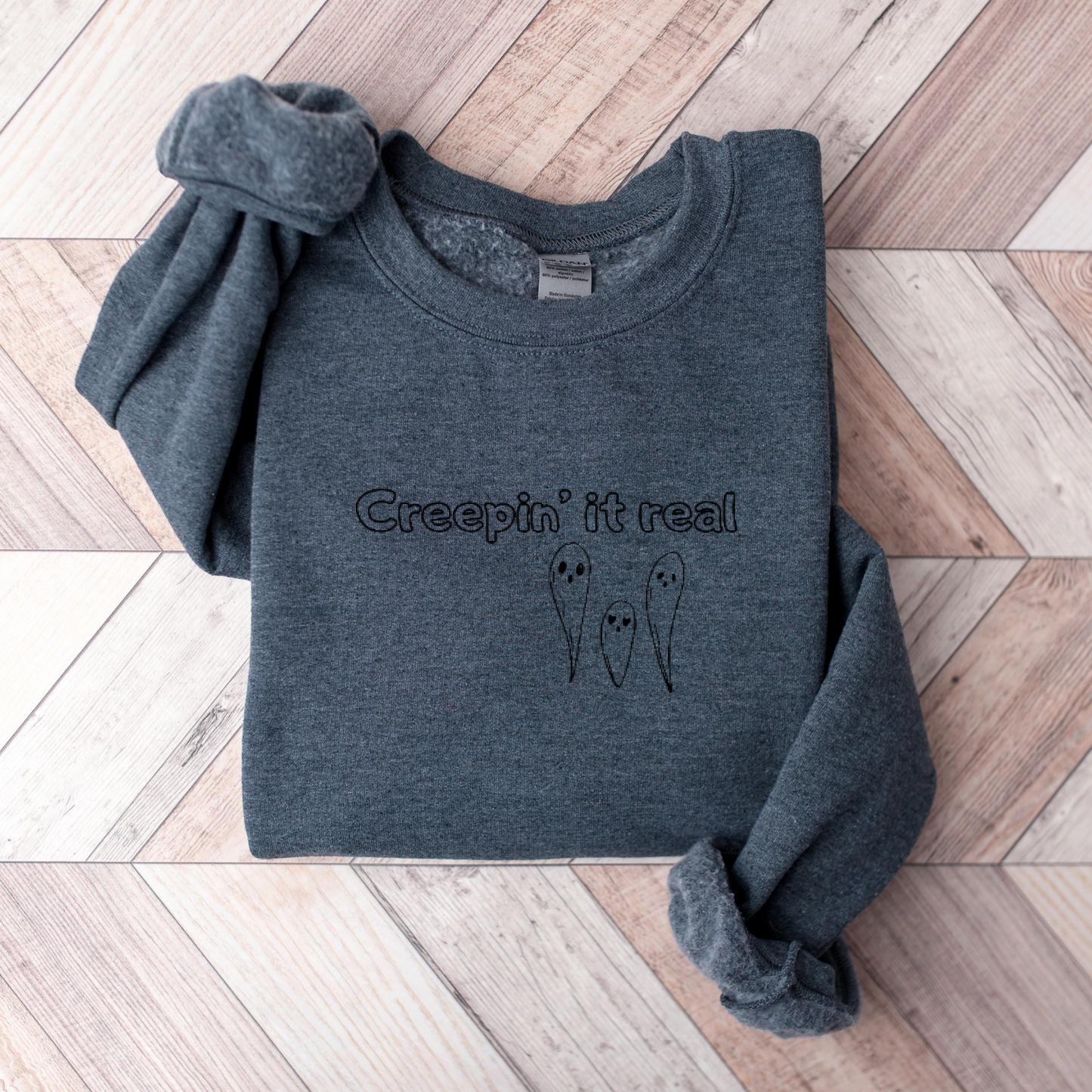 Creepin' It Real Ghost Embroidered Sweatshirt