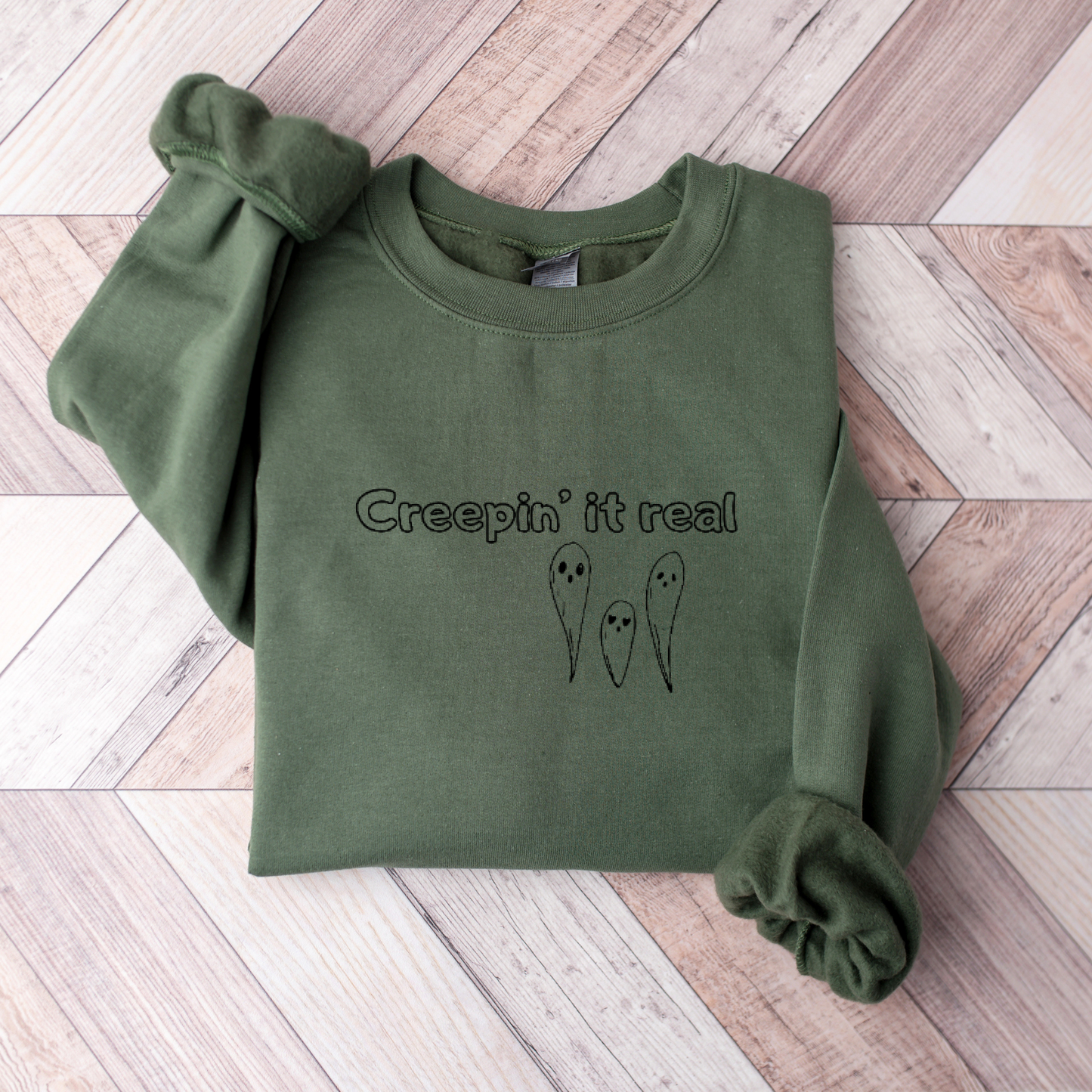 Creepin' It Real Ghost Embroidered Sweatshirt