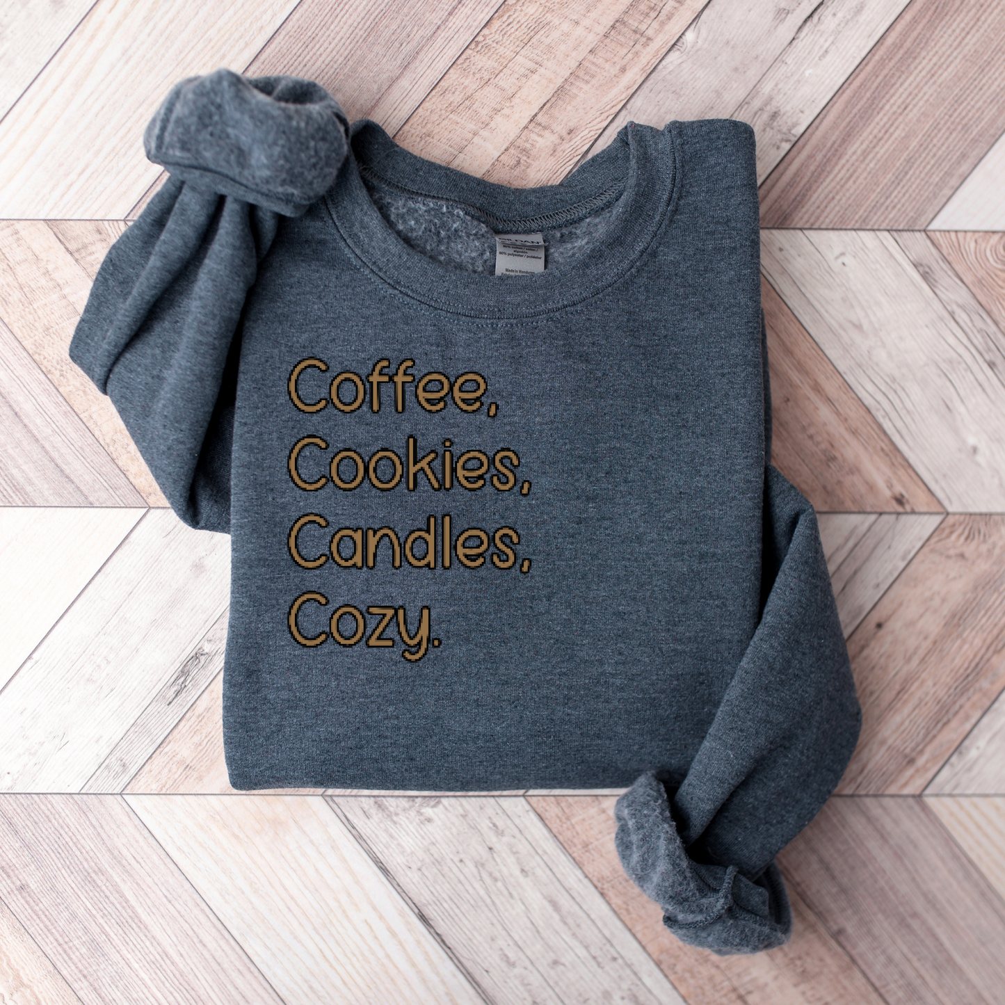 Coffee, Cookies, Candles, Cozy Embroidered Sweatshirt