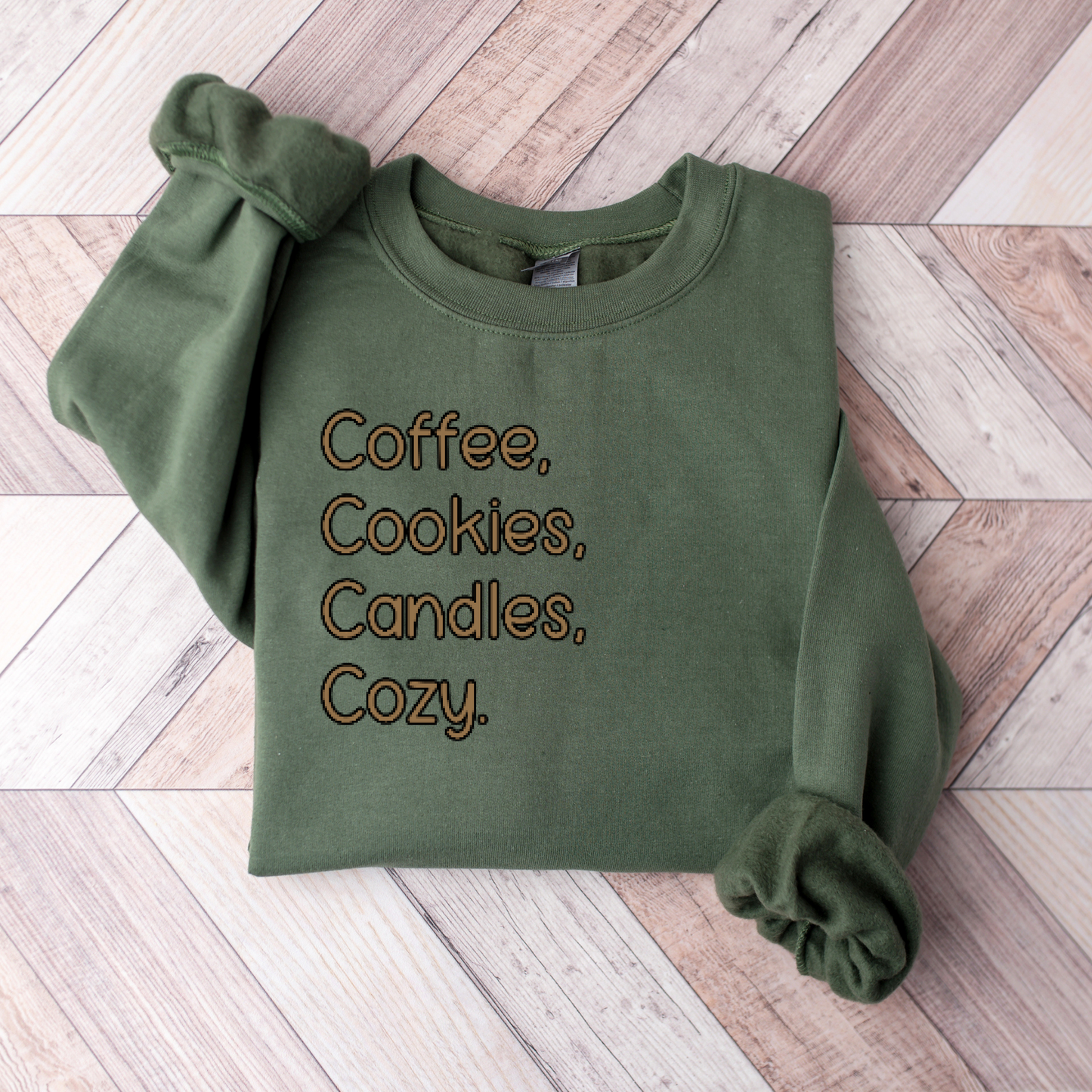 Coffee, Cookies, Candles, Cozy Embroidered Sweatshirt