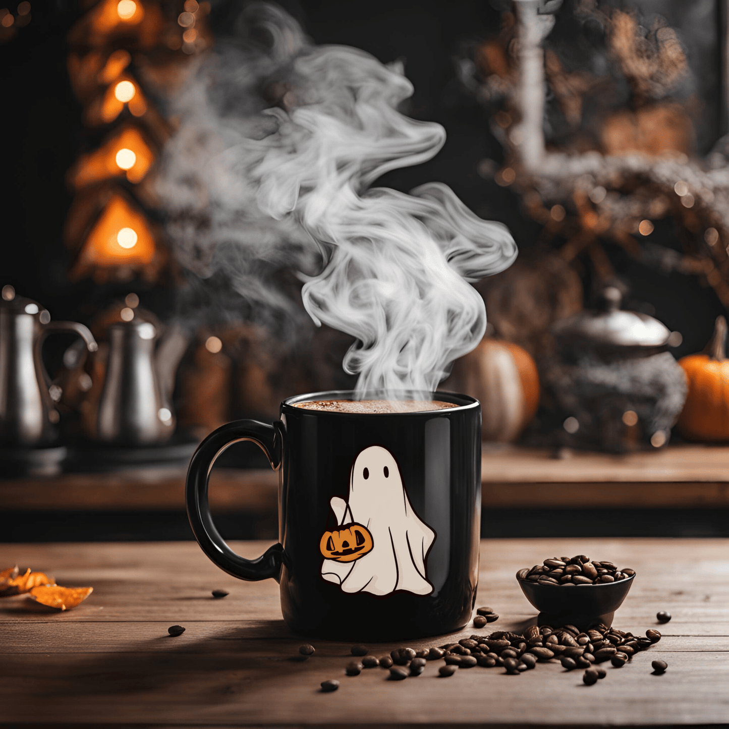 Black Mug with Ghost - FallHallowsMug