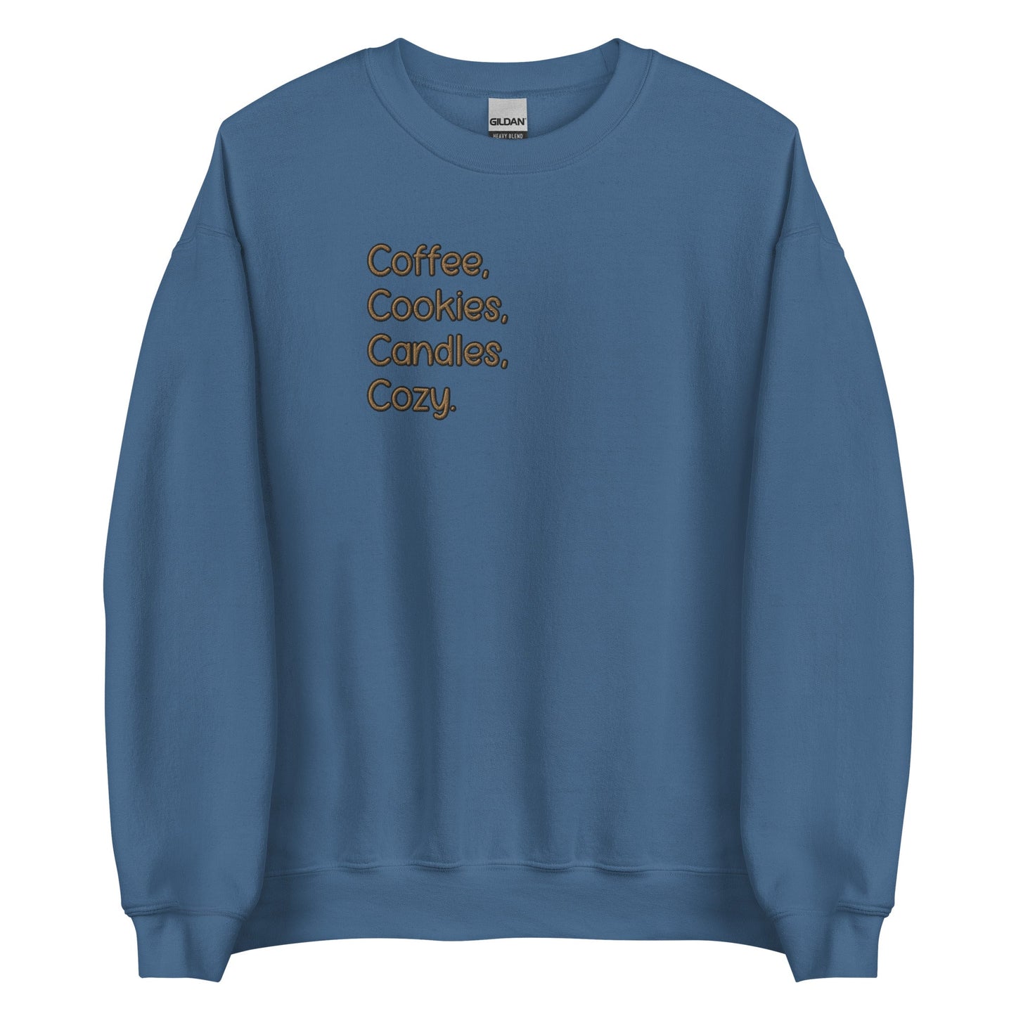 Coffee, Cookies, Candles, Cozy Embroidered Sweatshirt - FallHallowsEmbroidered Sweatshirt