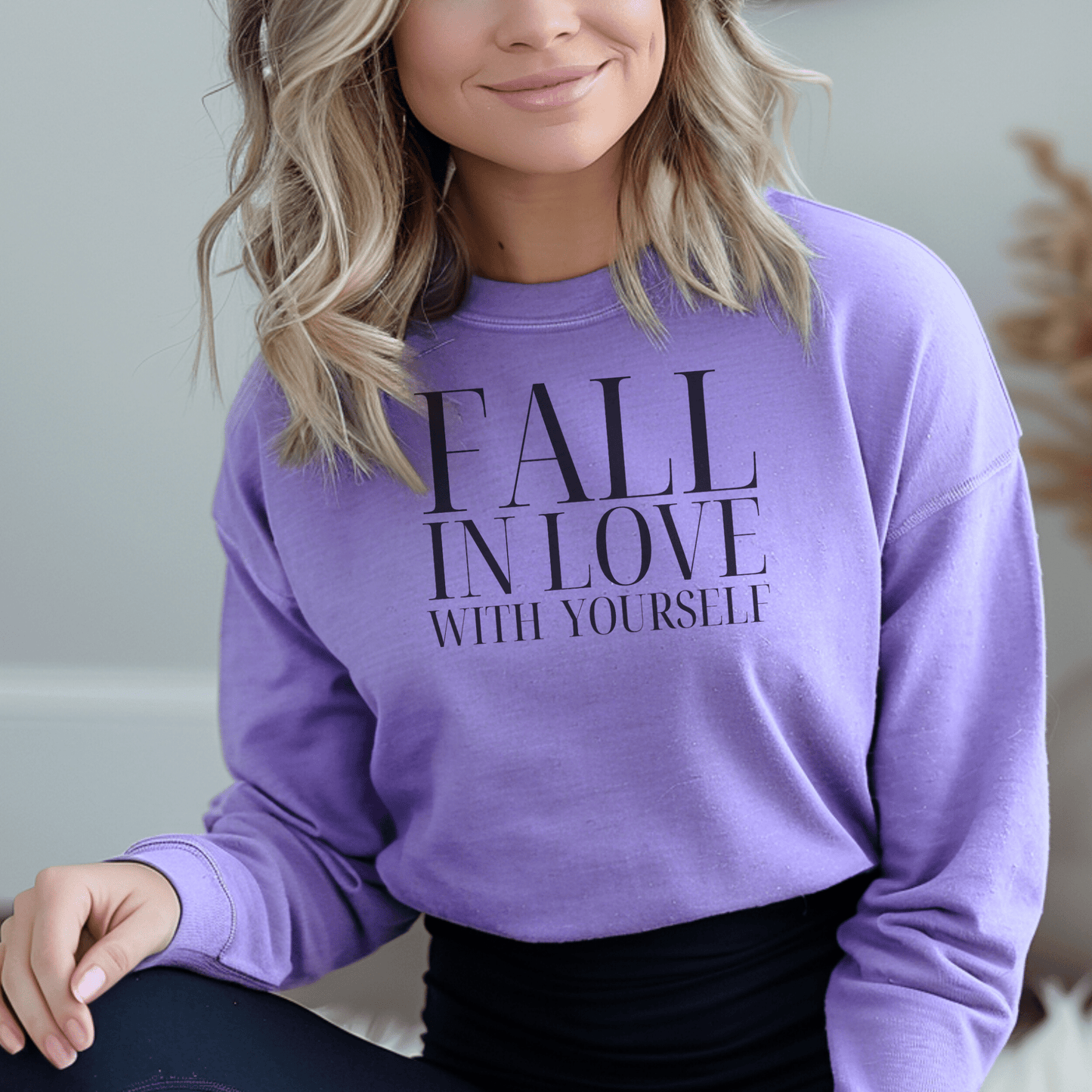 Fall In Love With Yourself - Black Text - Long Sleeve Shirt - FallHallowsLong Sleeve Shirt