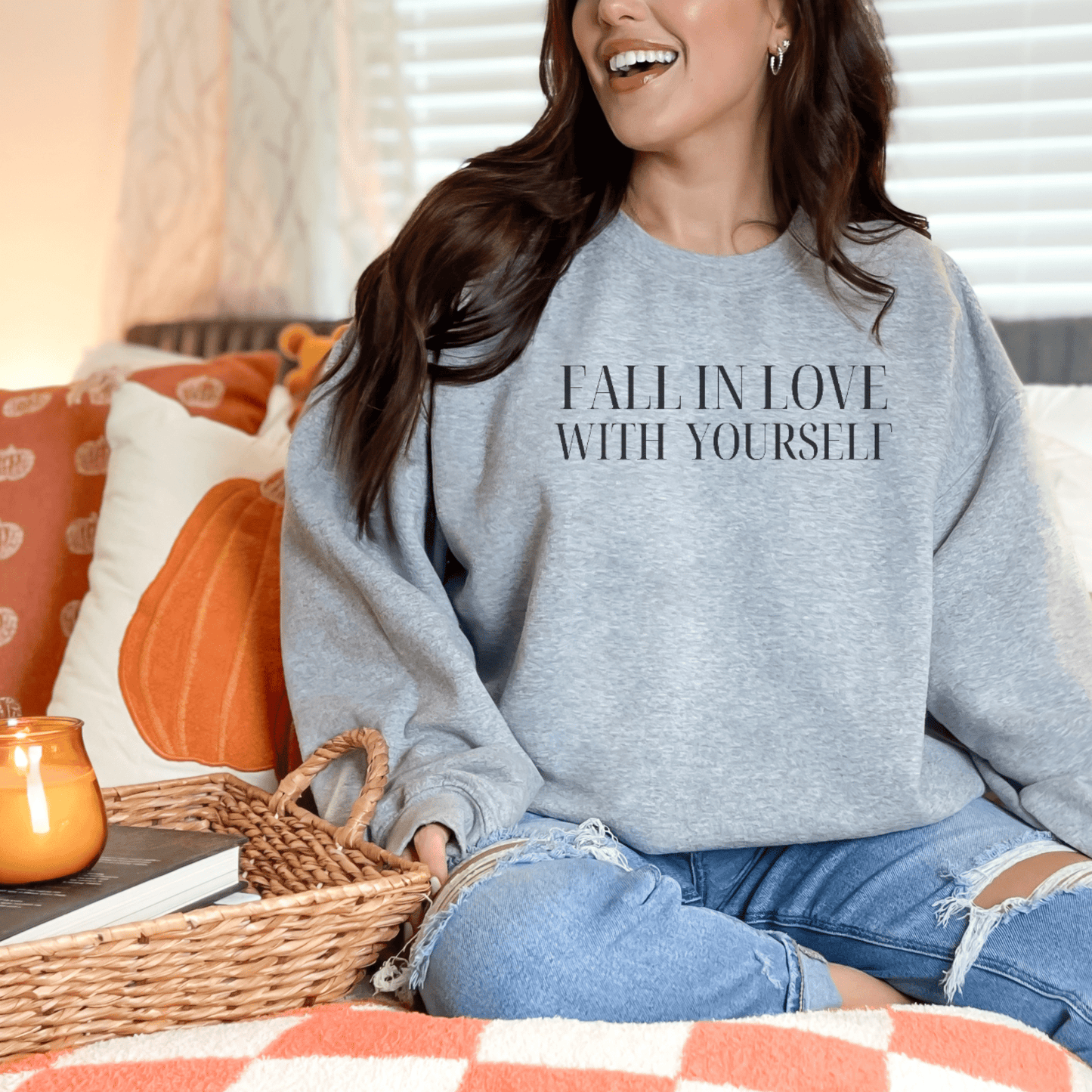 Fall in Love With Yourself embroidered sweatshirt - FallHallowsSweatshirt
