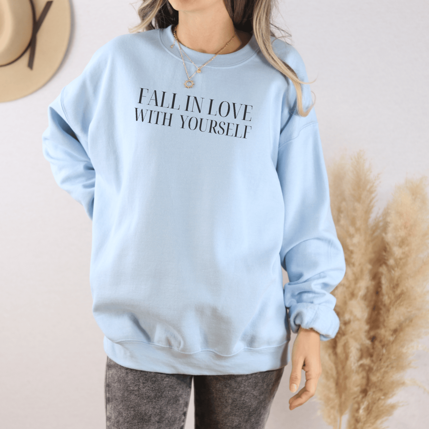 Fall in Love With Yourself embroidered sweatshirt - FallHallowsSweatshirt