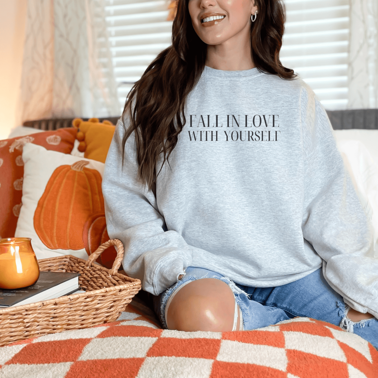 Fall in Love With Yourself embroidered sweatshirt - FallHallowsSweatshirt