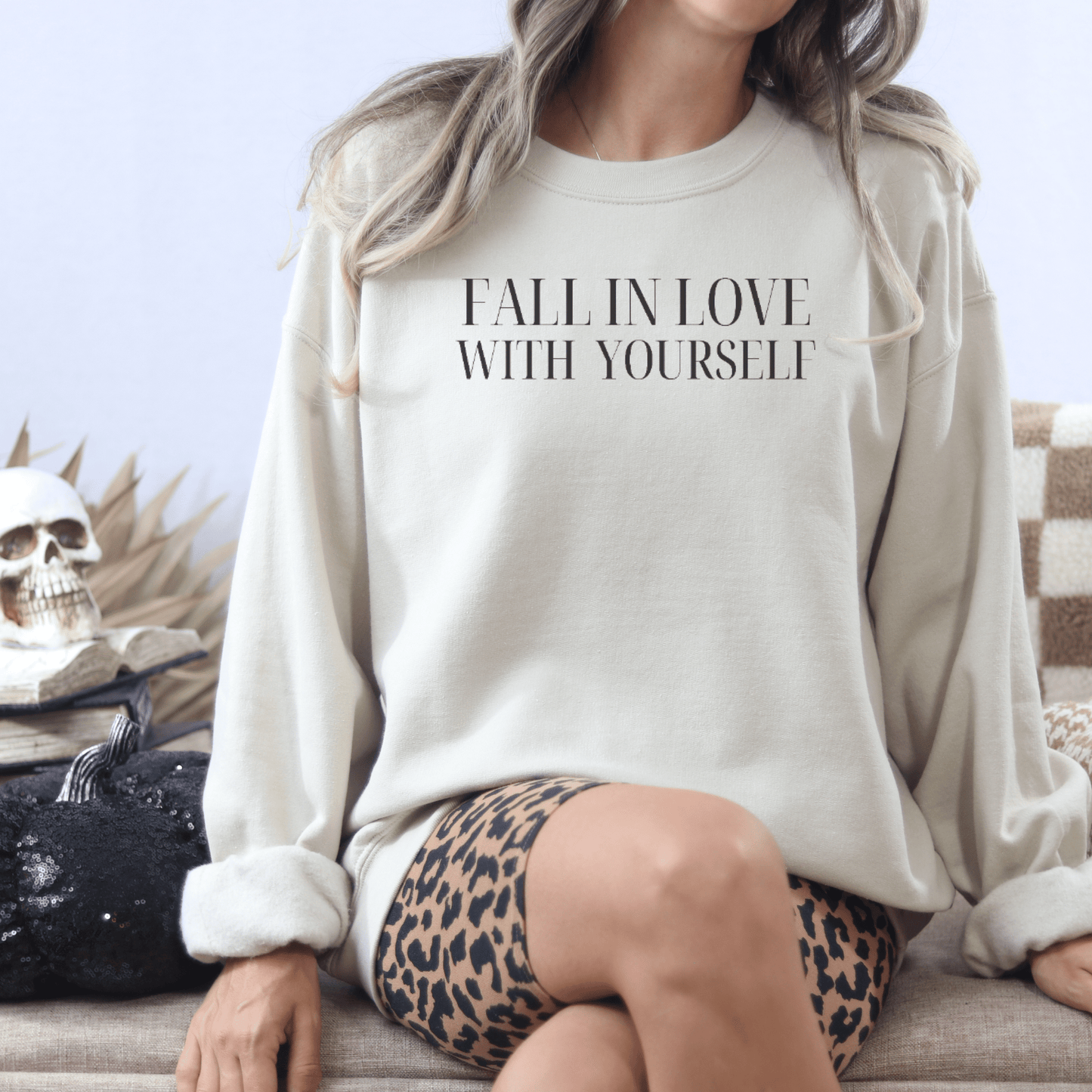 Fall in Love With Yourself embroidered sweatshirt - FallHallowsSweatshirt