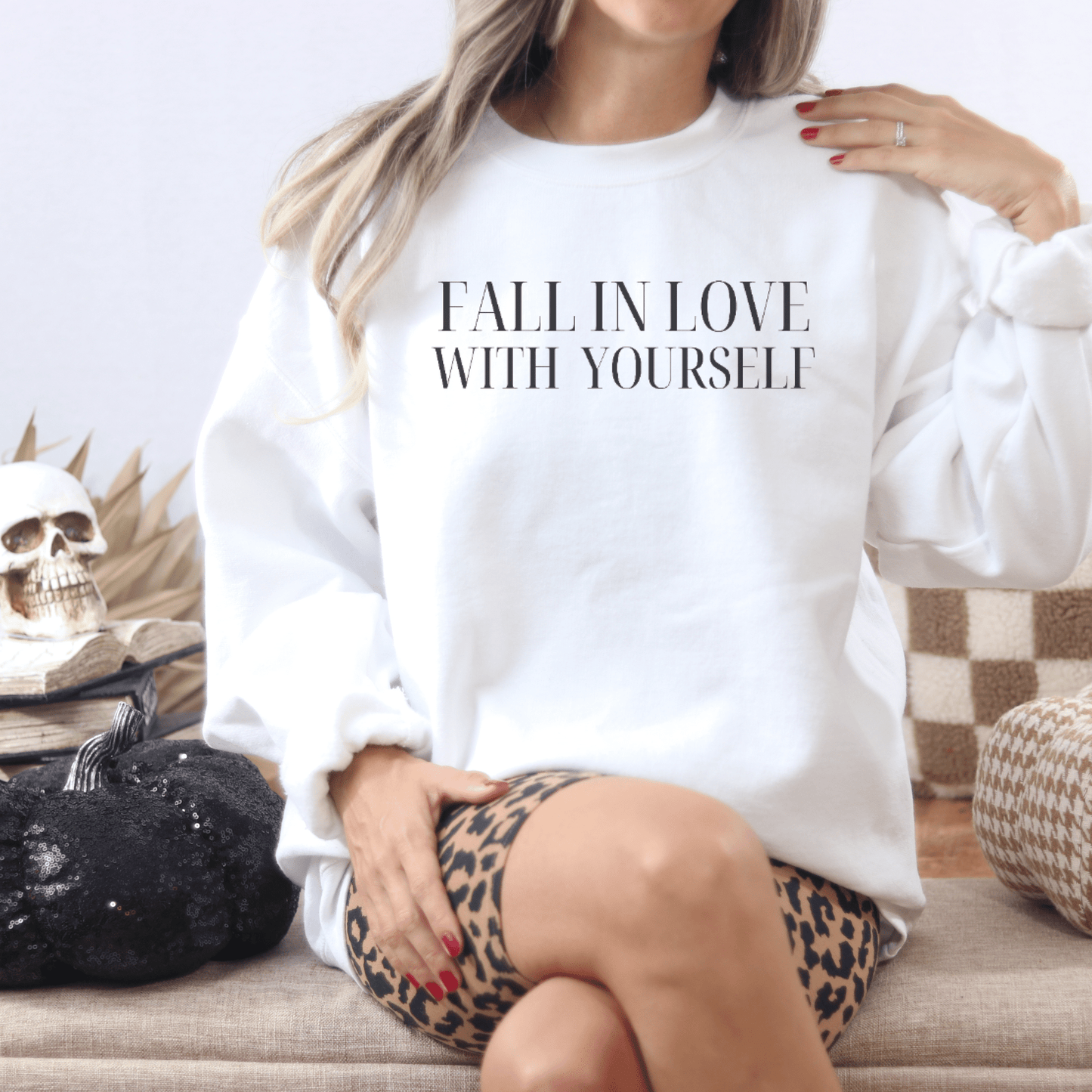 Fall in Love With Yourself embroidered sweatshirt - FallHallowsSweatshirt