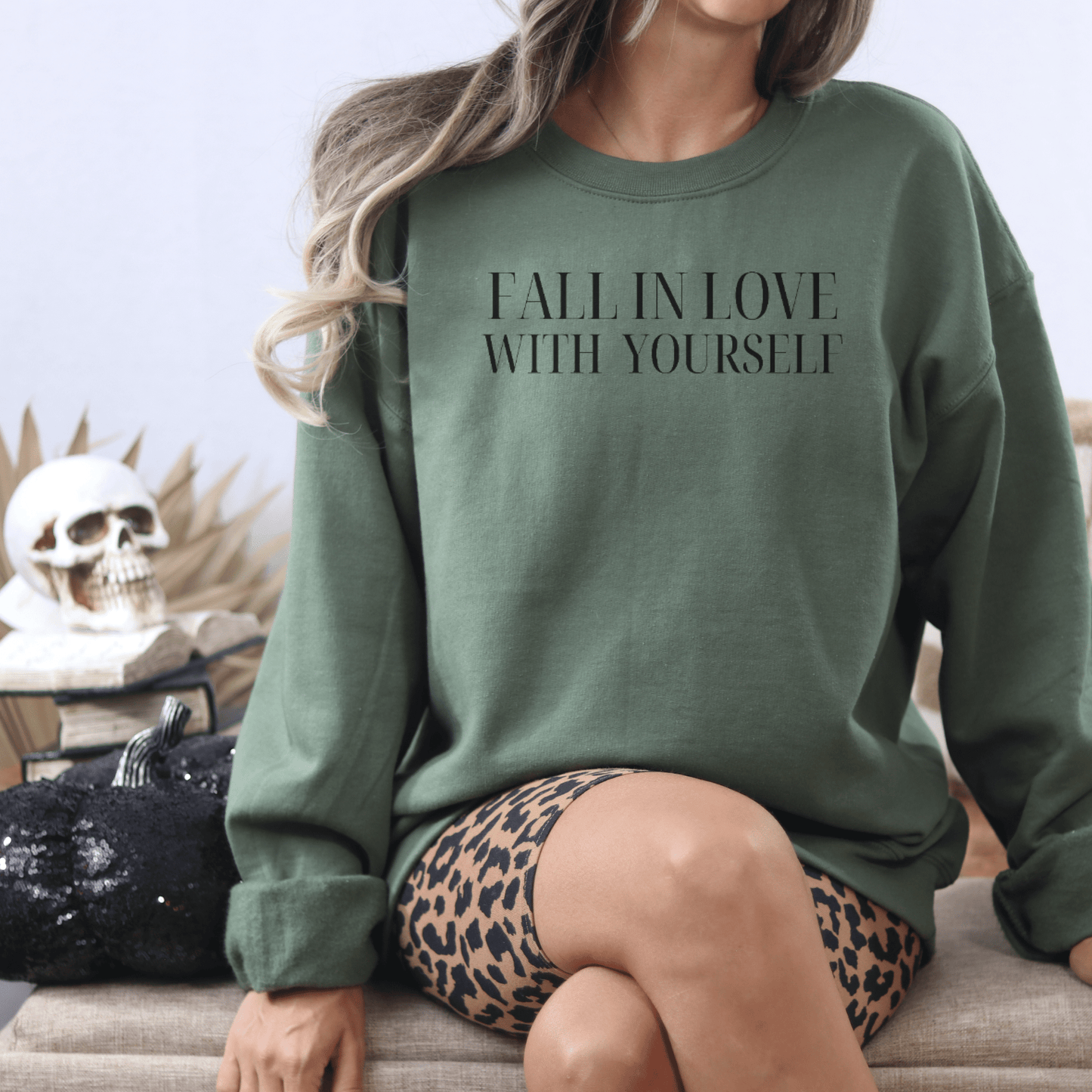 Fall in Love With Yourself embroidered sweatshirt - FallHallowsSweatshirt