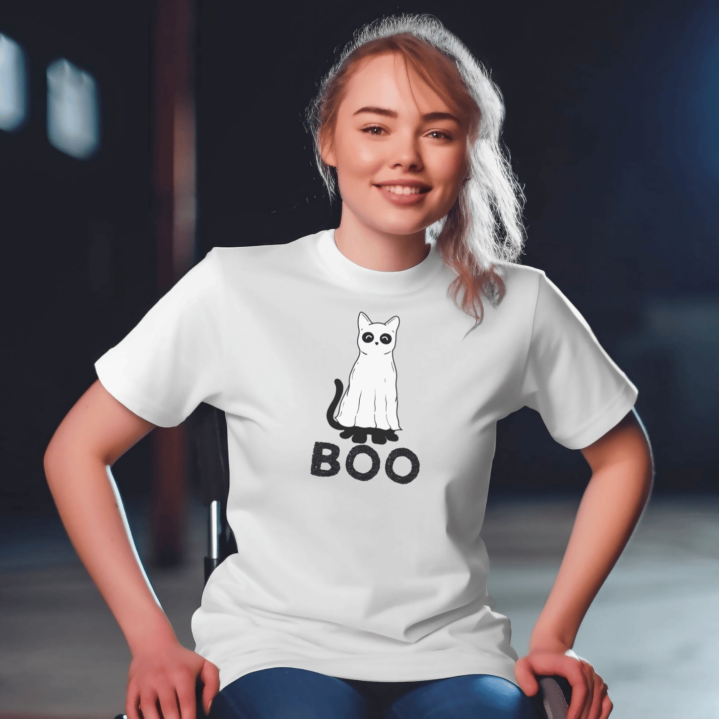 Ghost Cat BOO T Shirt - FallHallowsT Shirt