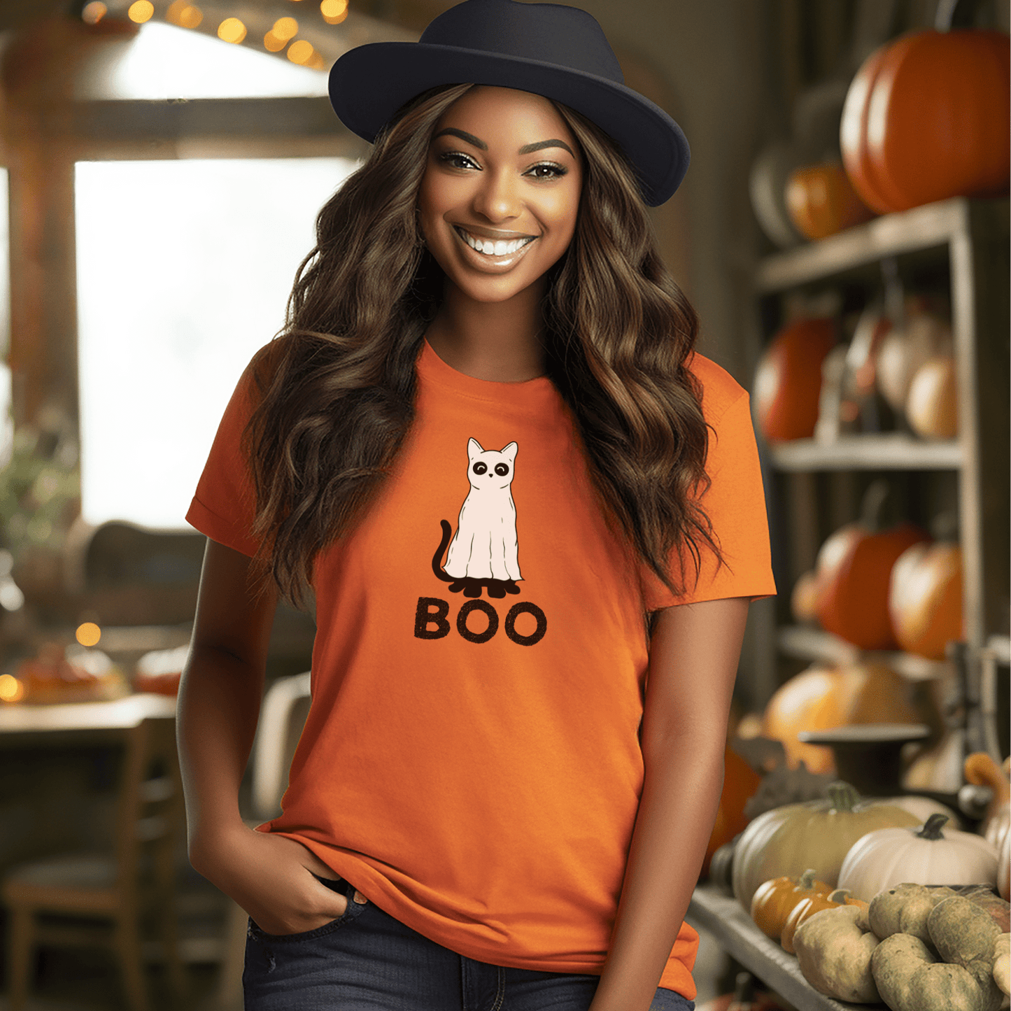 Ghost Cat BOO T Shirt - FallHallowsT Shirt