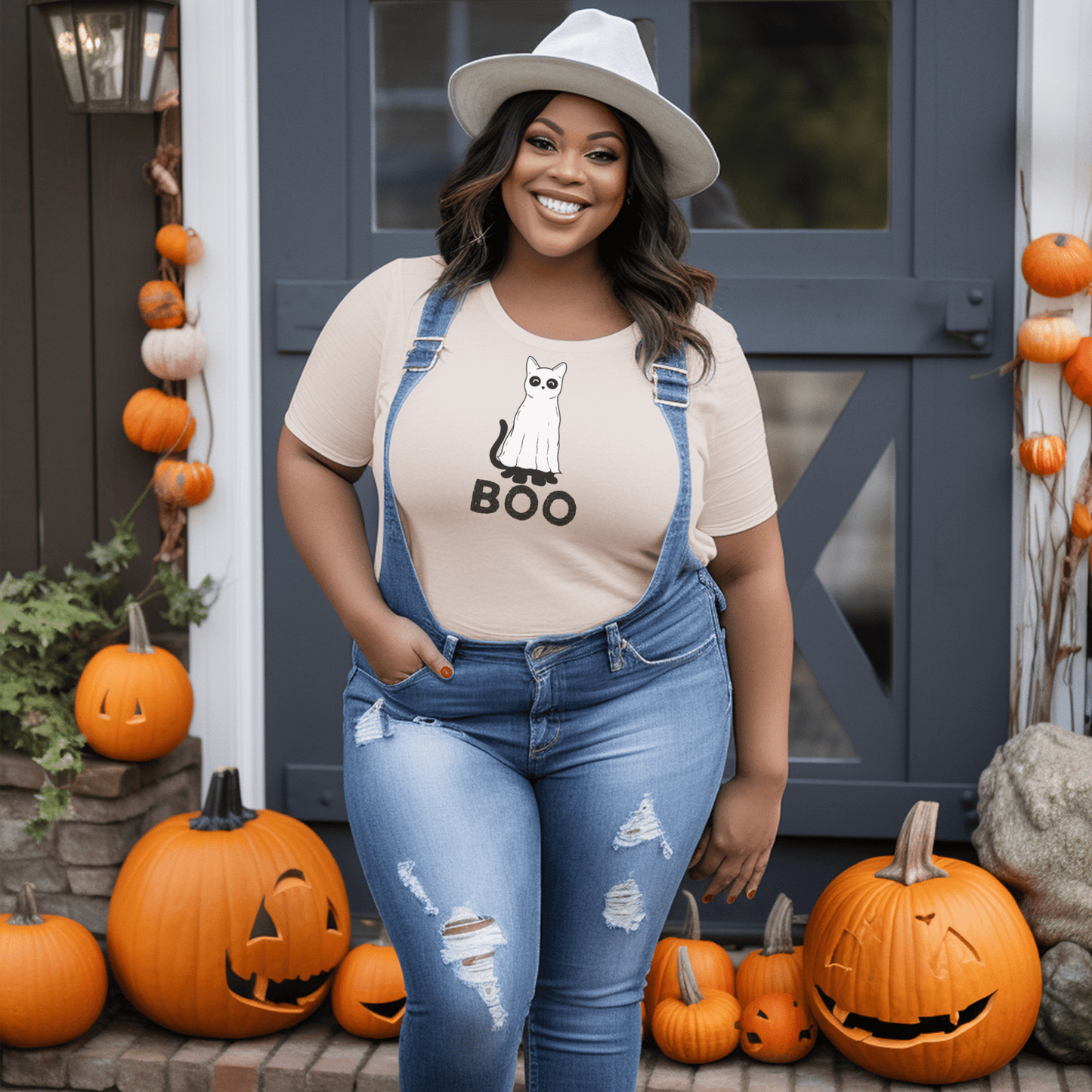 Ghost Cat BOO T Shirt - FallHallowsT Shirt