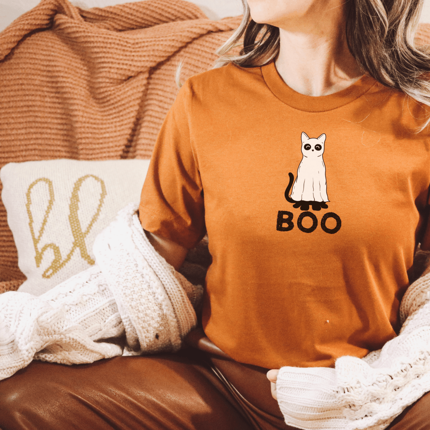 Ghost Cat BOO T Shirt - FallHallowsT Shirt