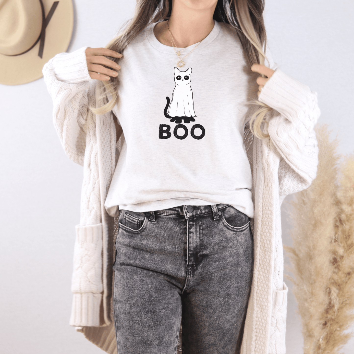 Ghost Cat BOO T Shirt - FallHallowsT Shirt