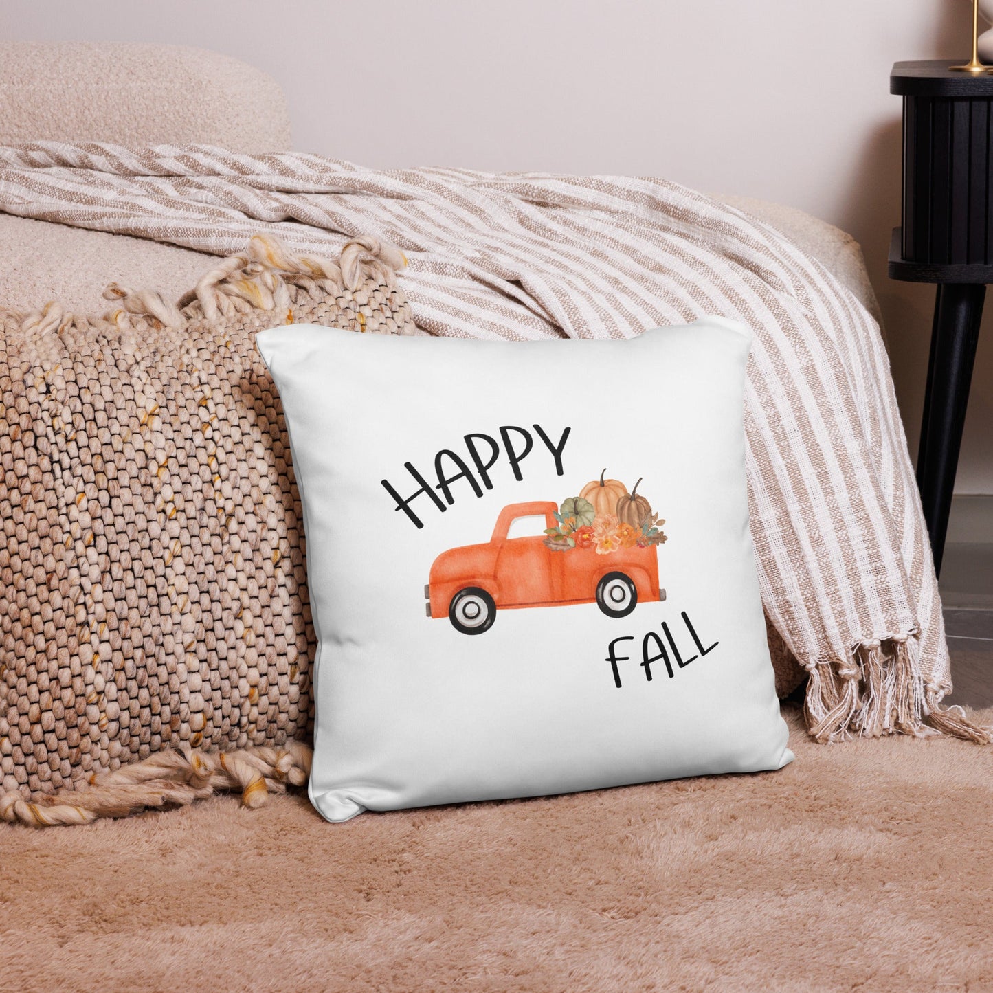 Happy Fall Truck Throw Pillow - FallHallowsThrow Pillow