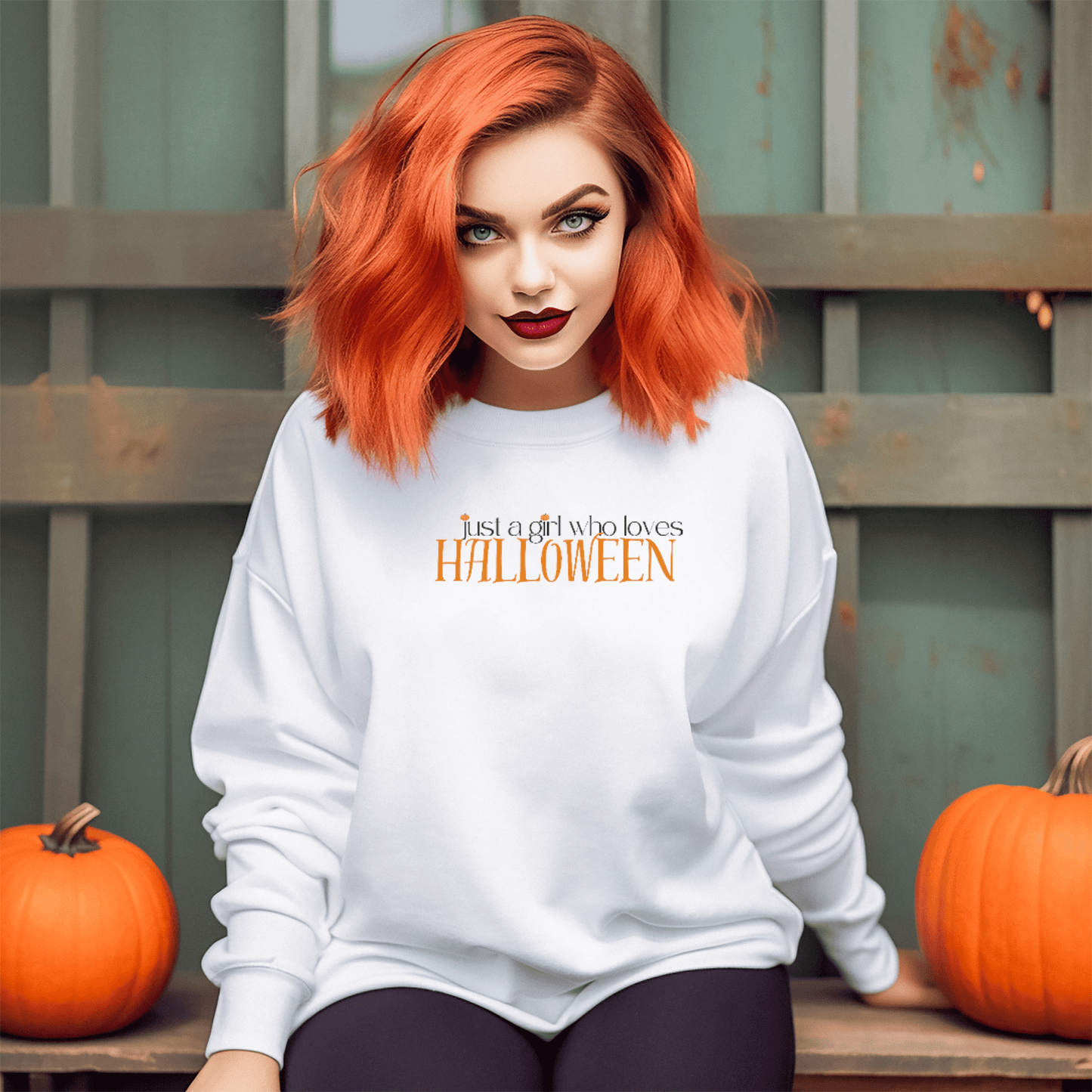 Just a Girl Who Loves Halloween Embroidered Sweatshirt - FallHallowsEmbroidered Sweatshirt