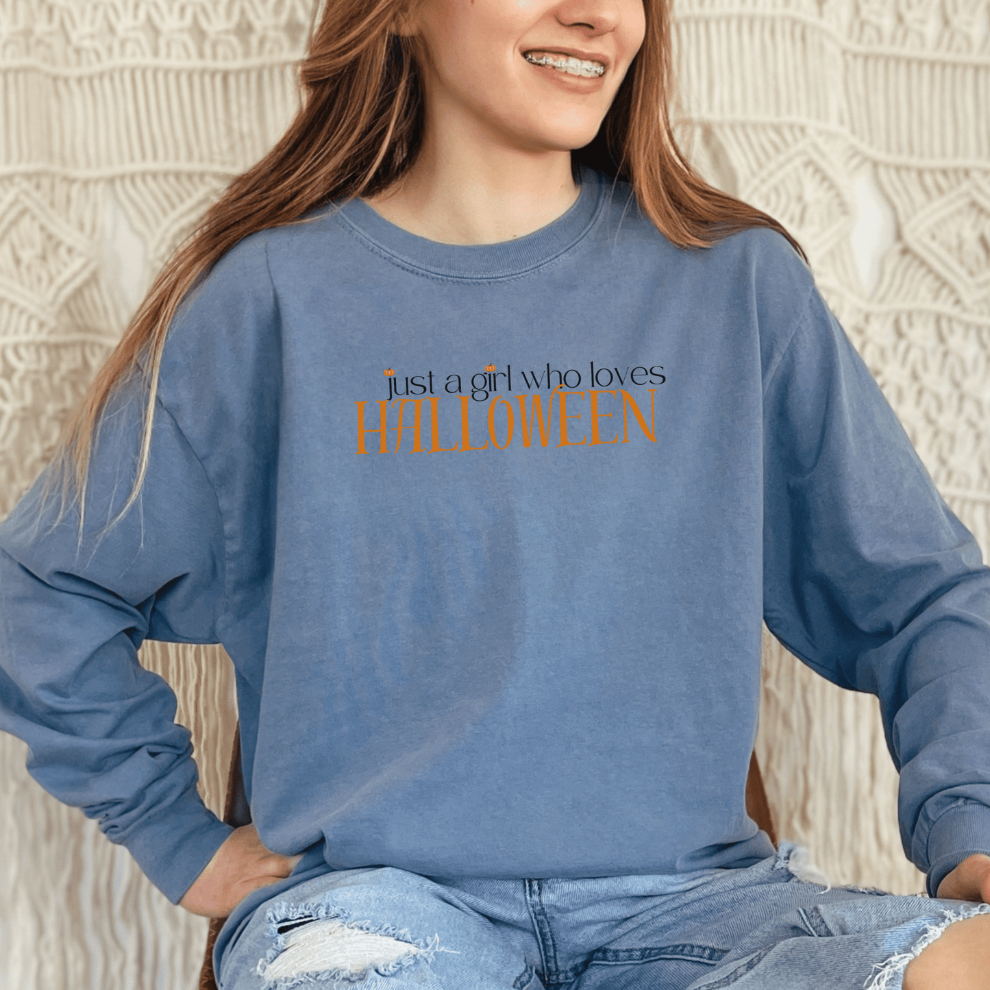 Just A Girl Who Loves Halloween Long Sleeve Shirt - FallHallowsLong Sleeve Shirt