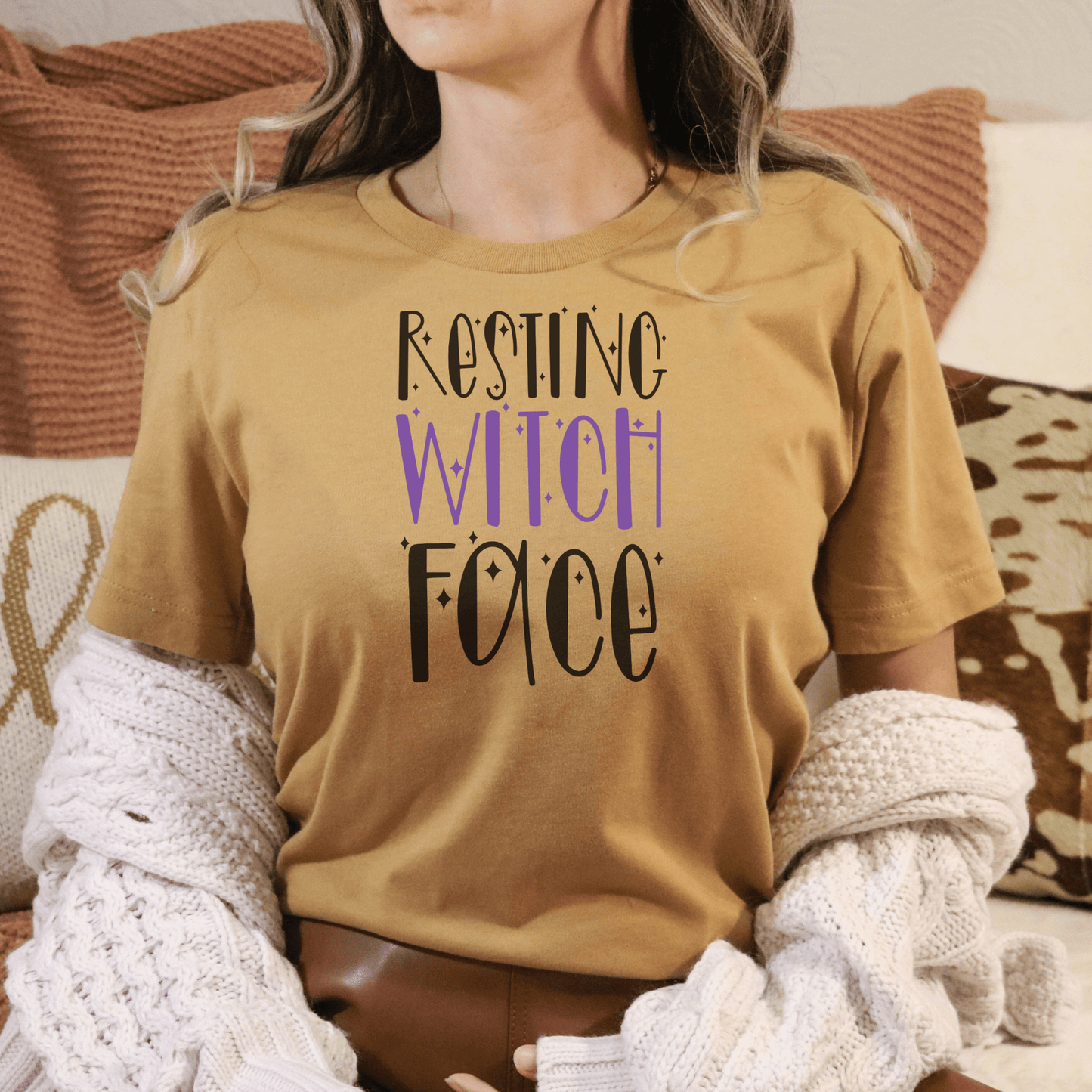 Resting Witch Face TShirt - Colored Text - FallHallowsT Shirt