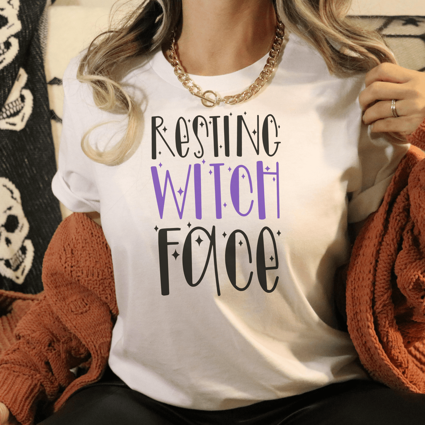 Resting Witch Face TShirt - Colored Text - FallHallowsT Shirt