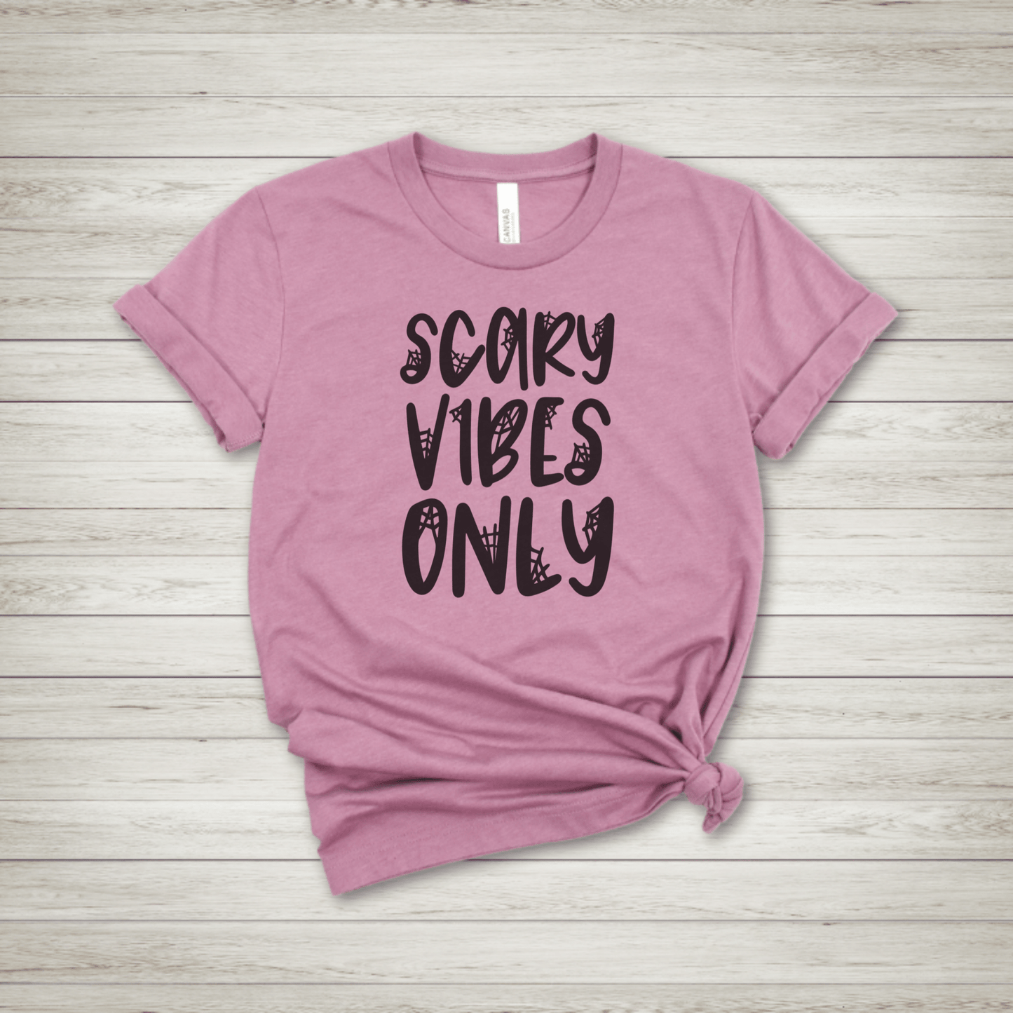 Scary Vibes Only TShirt - Spider Web - FallHallowsT Shirt