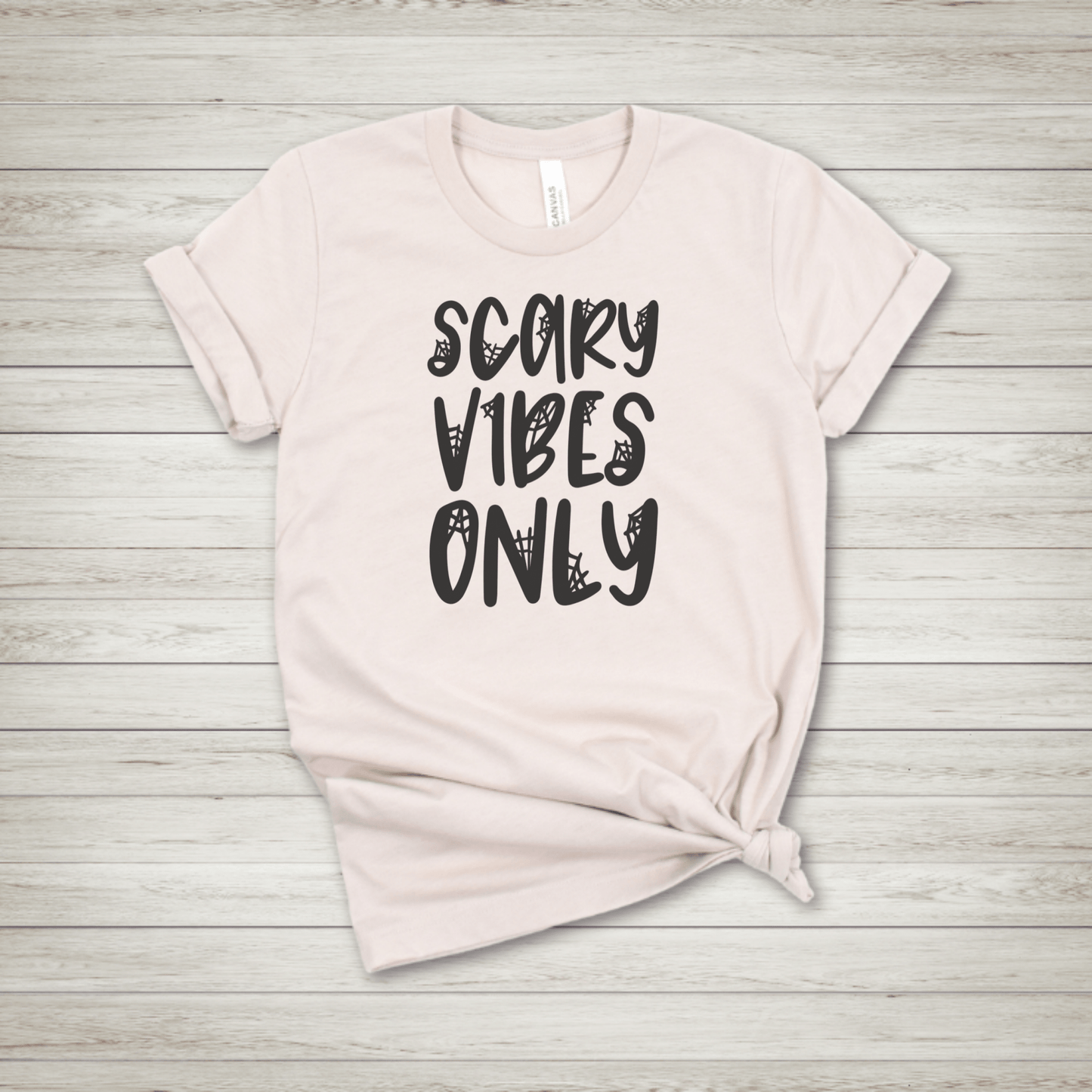 Scary Vibes Only TShirt - Spider Web - FallHallowsT Shirt
