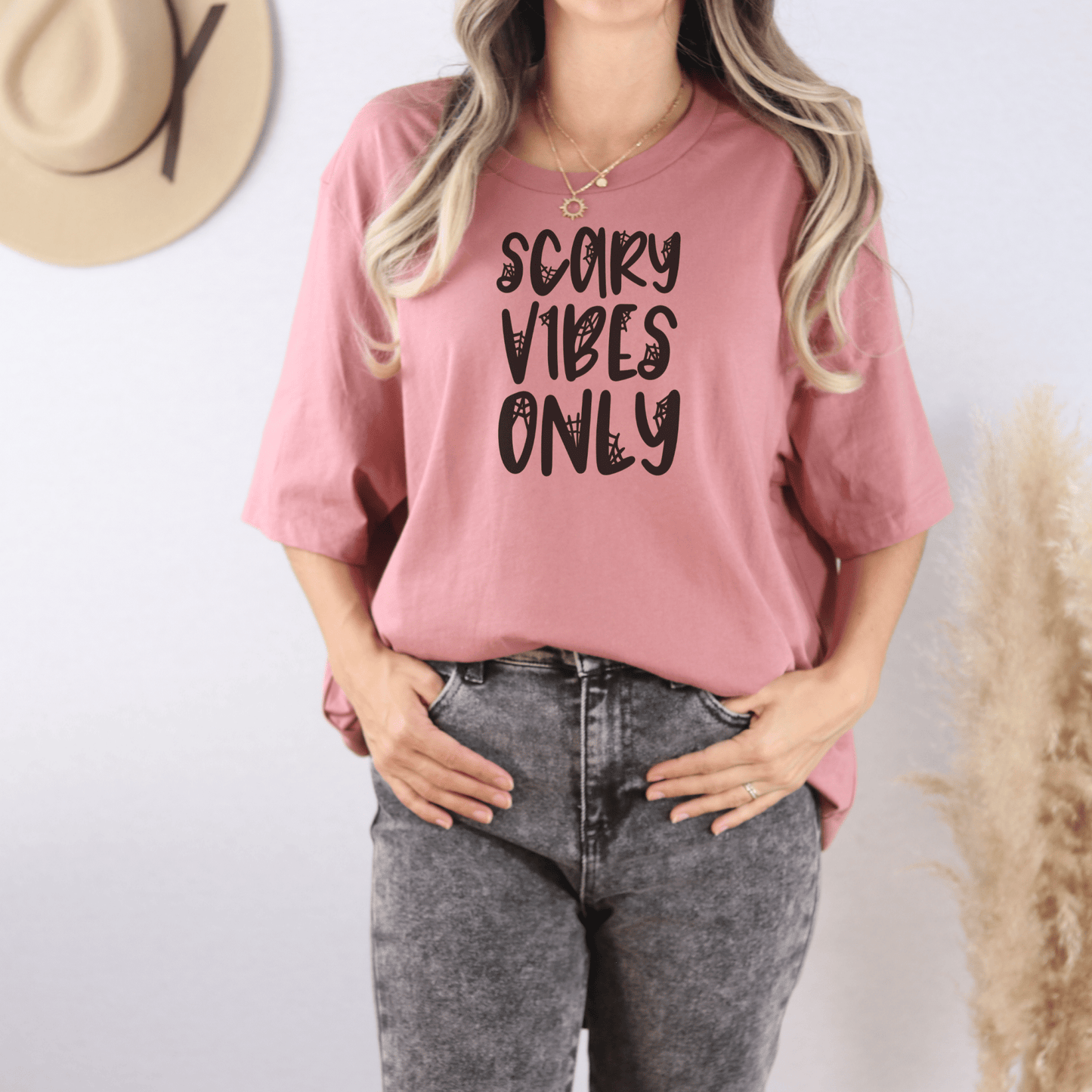 Scary Vibes Only TShirt - Spider Web - FallHallowsT Shirt