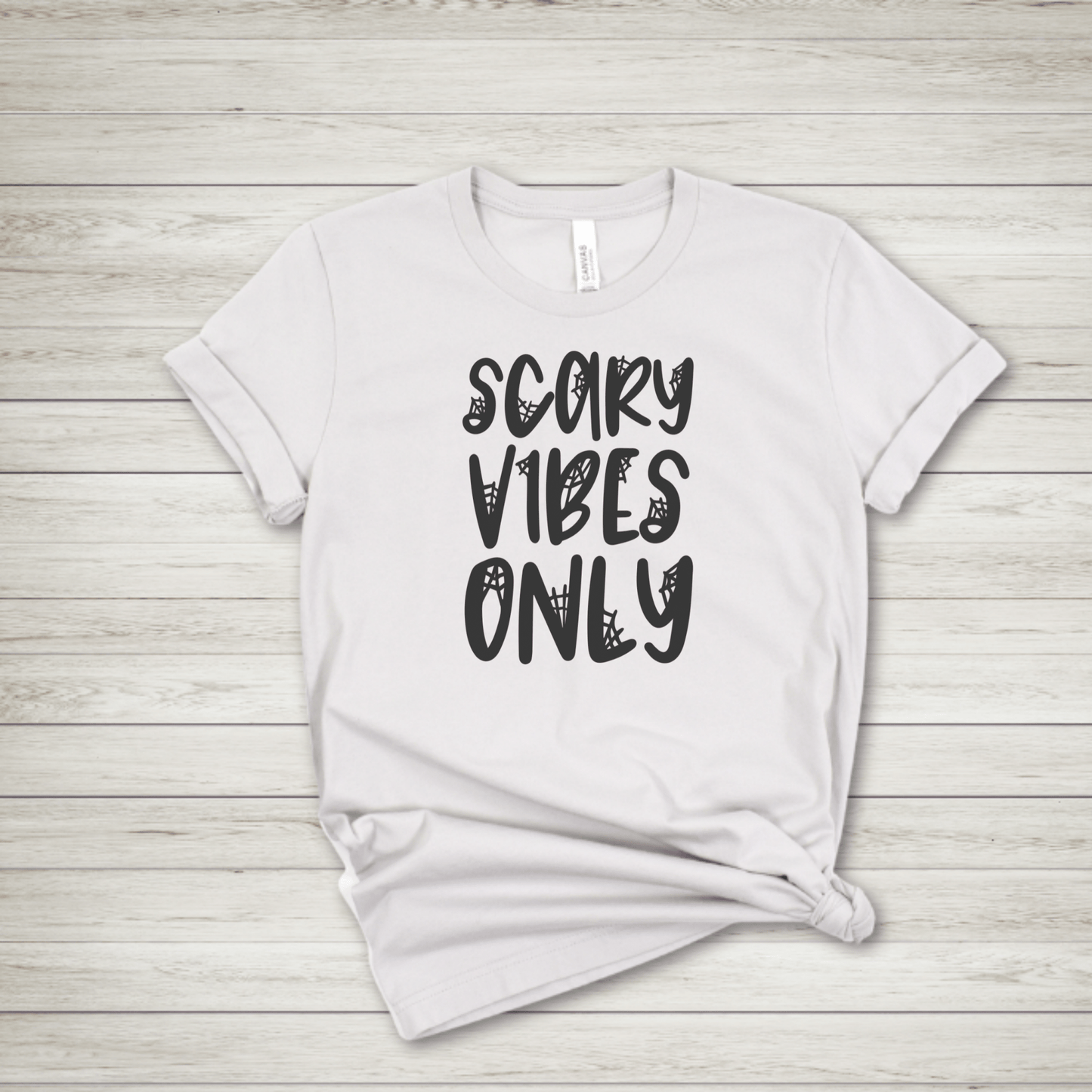 Scary Vibes Only TShirt - Spider Web - FallHallowsT Shirt
