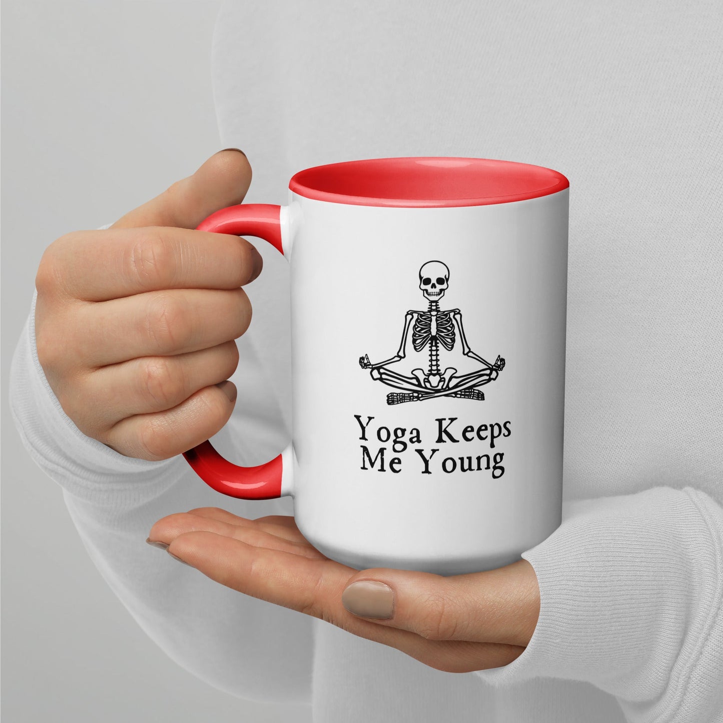 Yoga Keeps Me Young Skeleton Mug - FallHallowsMug