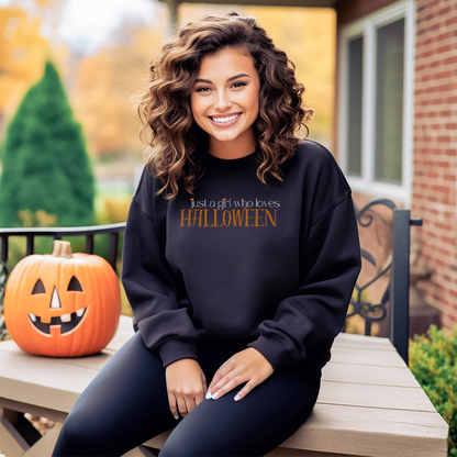 Just a Girl Who Loves Halloween Embroidered Sweatshirt