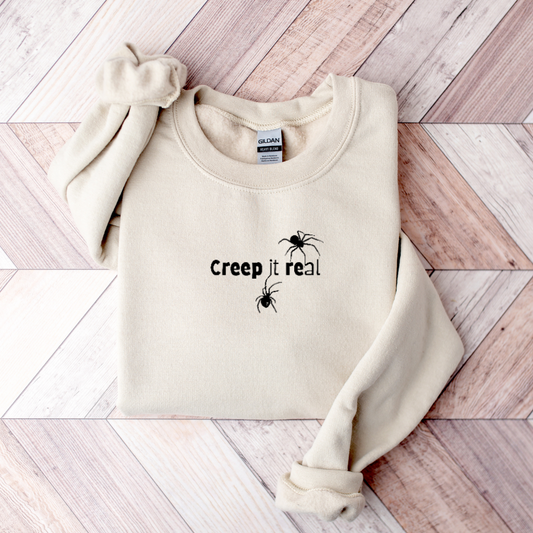 Creep It Real Spiders Embroidered Sweatshirt