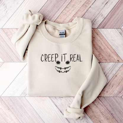 Creep it Real Face Embroidered Sweatshirt