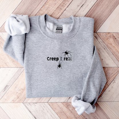 Creep It Real Spiders Embroidered Sweatshirt