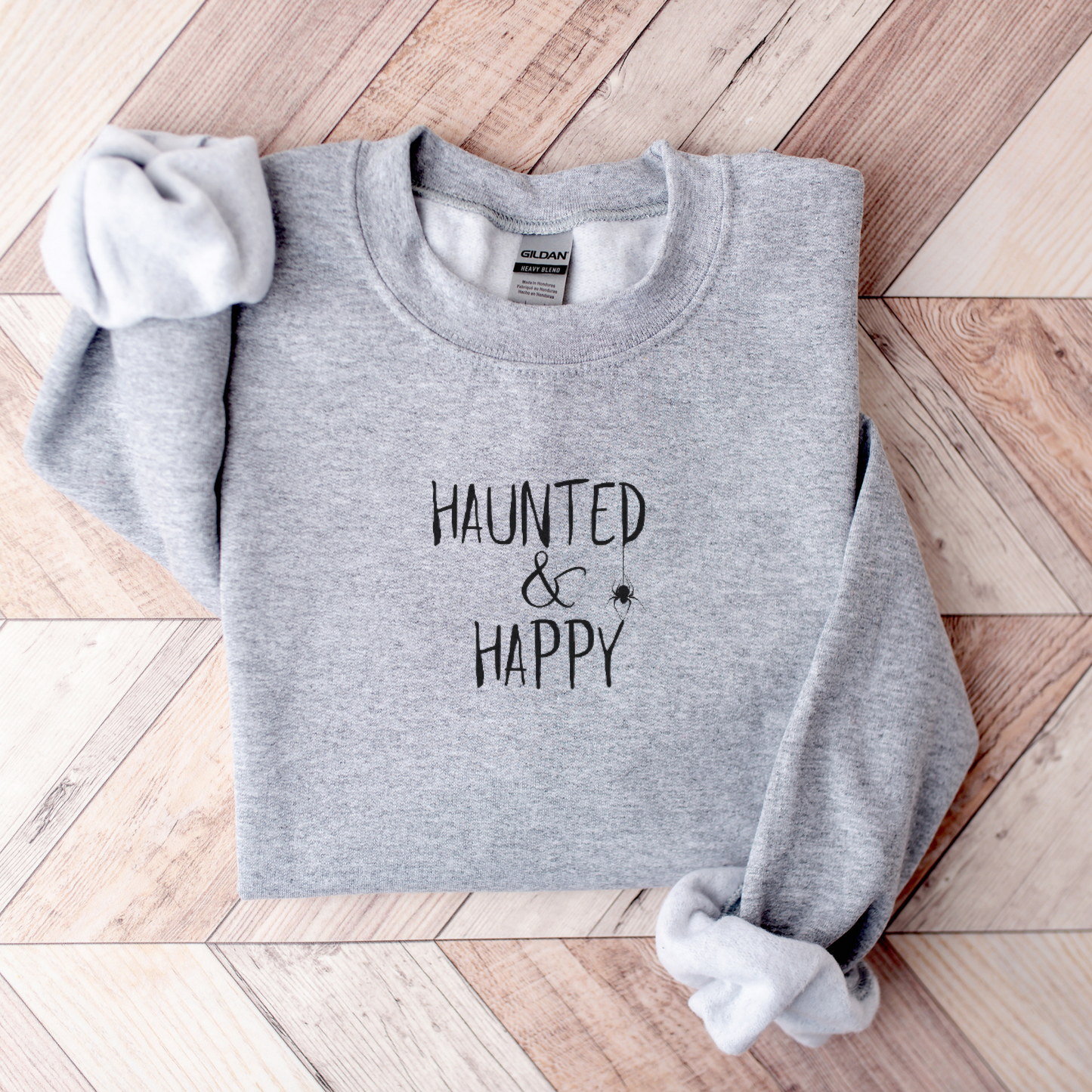 Haunted and Happy Embroidered Sweatshirt