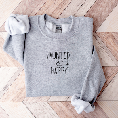 Haunted and Happy Embroidered Sweatshirt