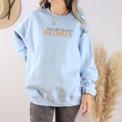 Just a Girl Who Loves Halloween Embroidered Sweatshirt