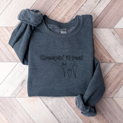 Creepin' It Real Ghost Embroidered Sweatshirt