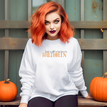 Just a Girl Who Loves Halloween Embroidered Sweatshirt