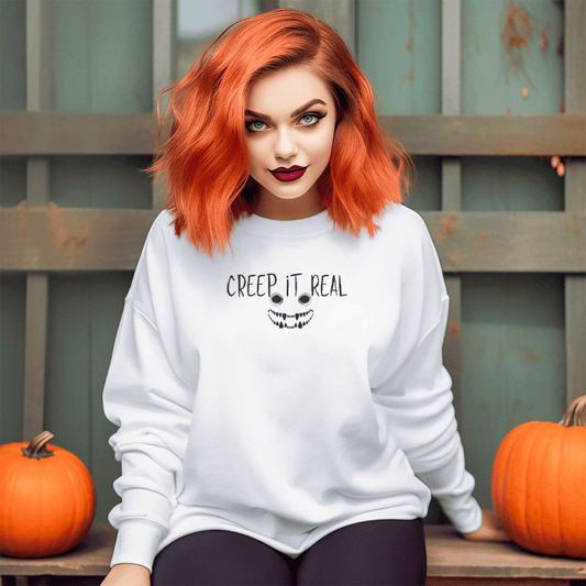 Creep it Real Face Embroidered Sweatshirt - FallHallowsEmbroidered Sweatshirt