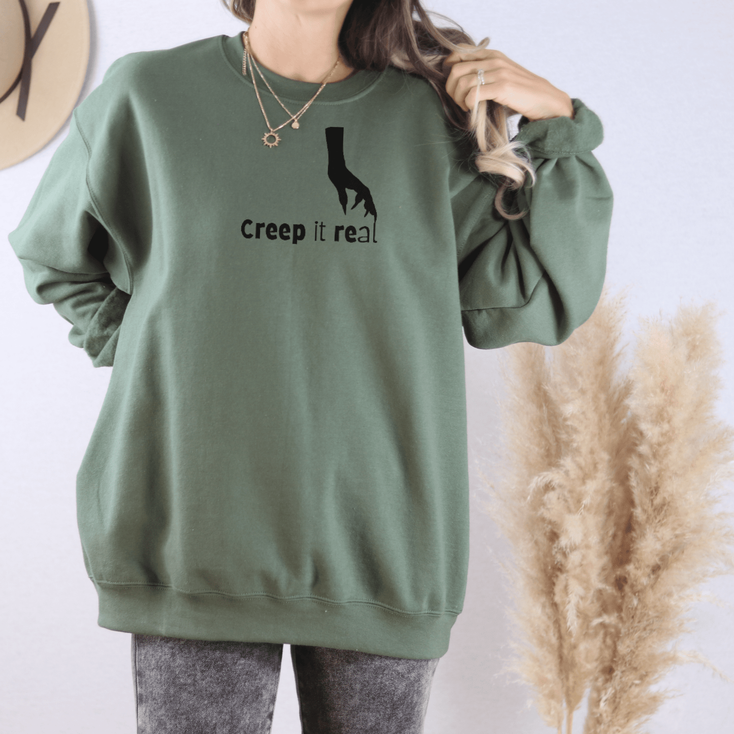 Creep It Real Hand Embroidered Sweatshirt - FallHallowsEmbroidered Sweatshirt