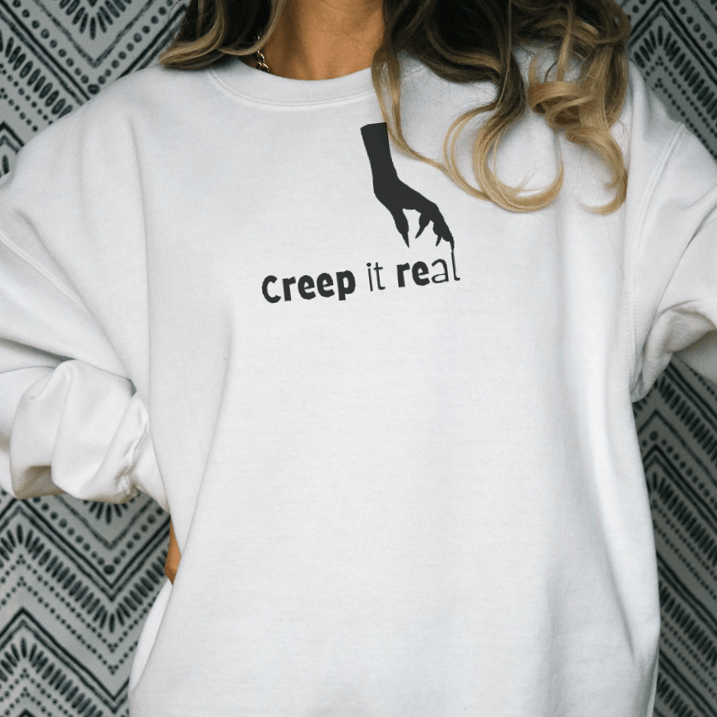 Creep It Real Hand Embroidered Sweatshirt - FallHallowsEmbroidered Sweatshirt