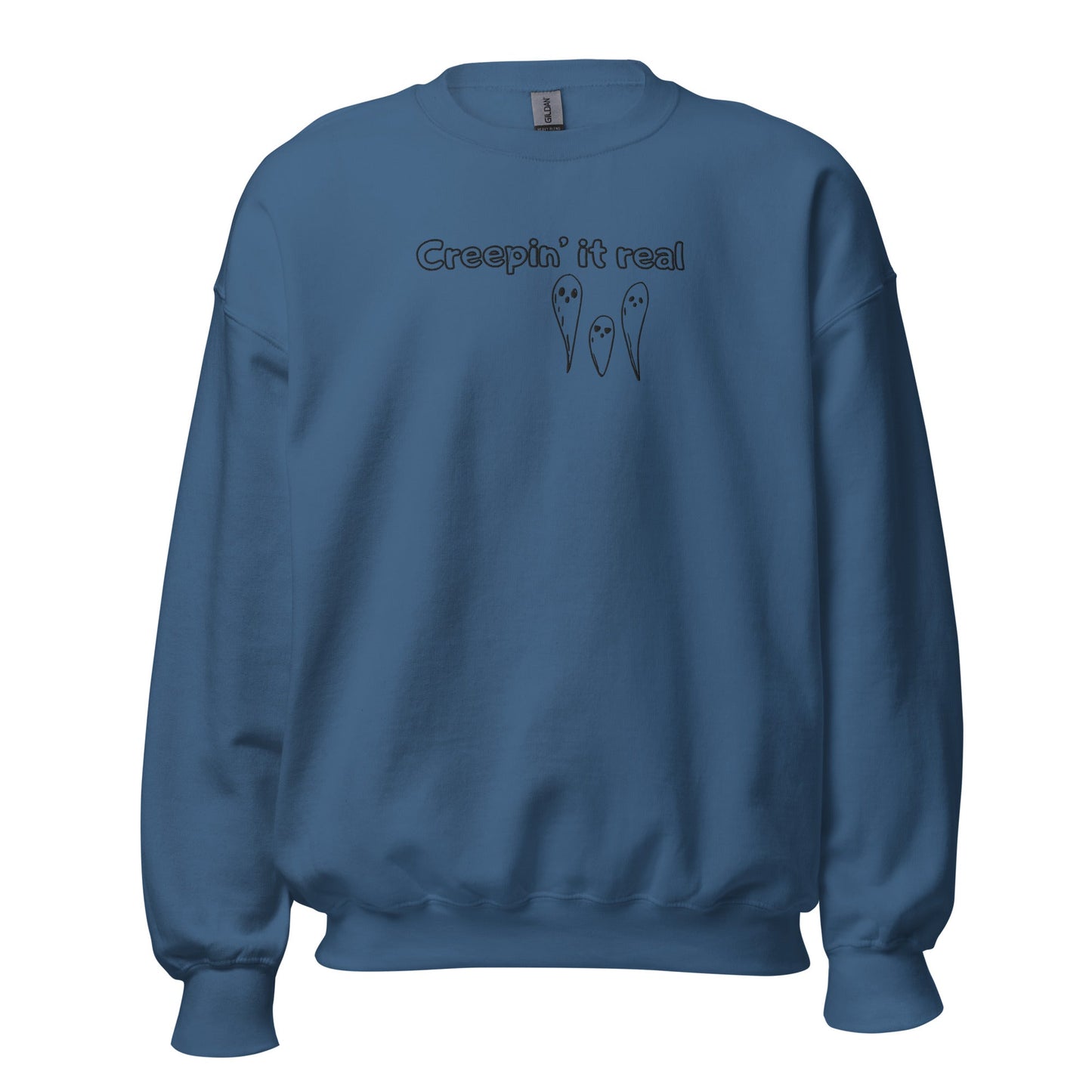 Creepin' It Real Ghost Embroidered Sweatshirt - FallHallowsEmbroidered Sweatshirt