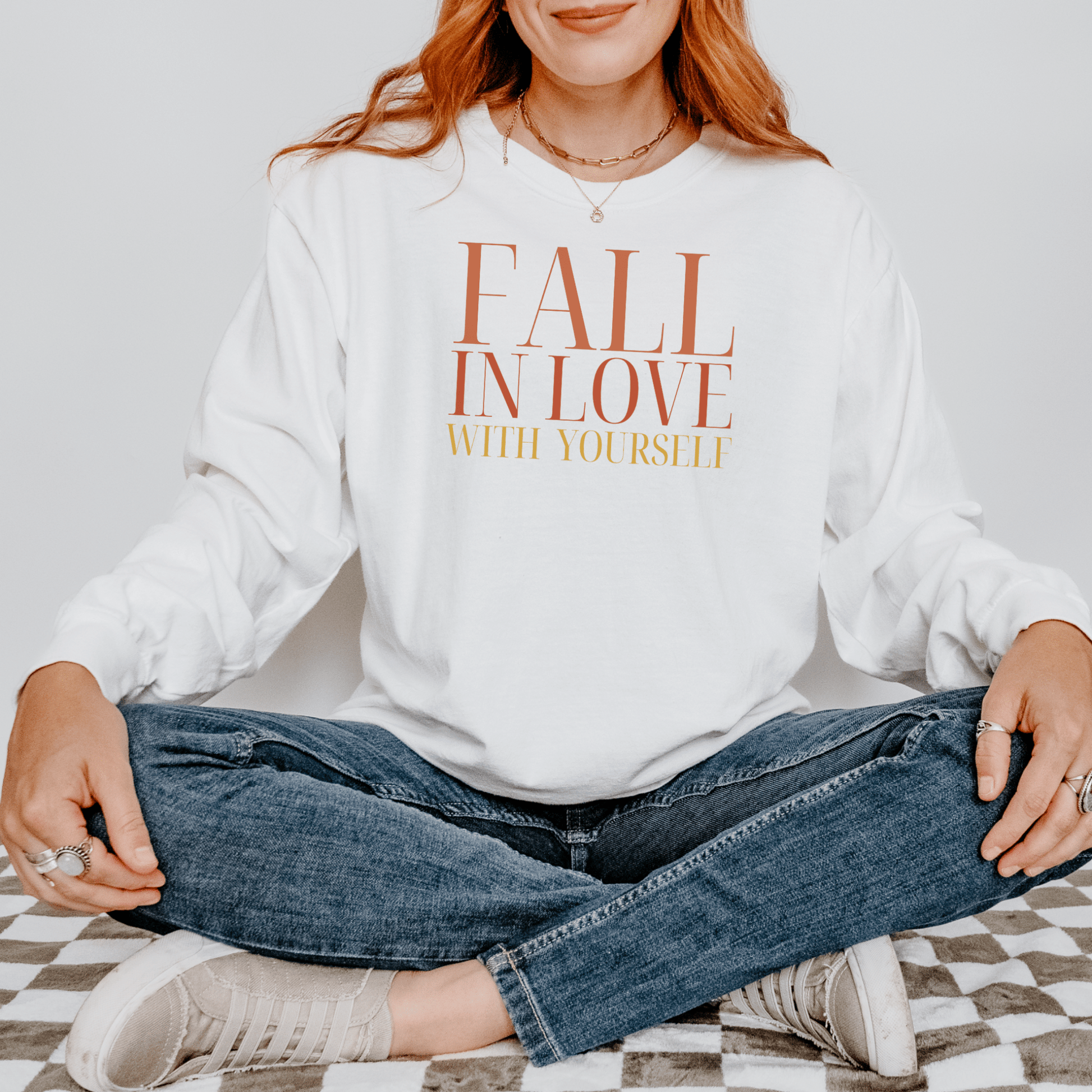 Fall In Love with Yourself Long Sleeve Shirt - Color Text - FallHallowsLong Sleeve Shirt